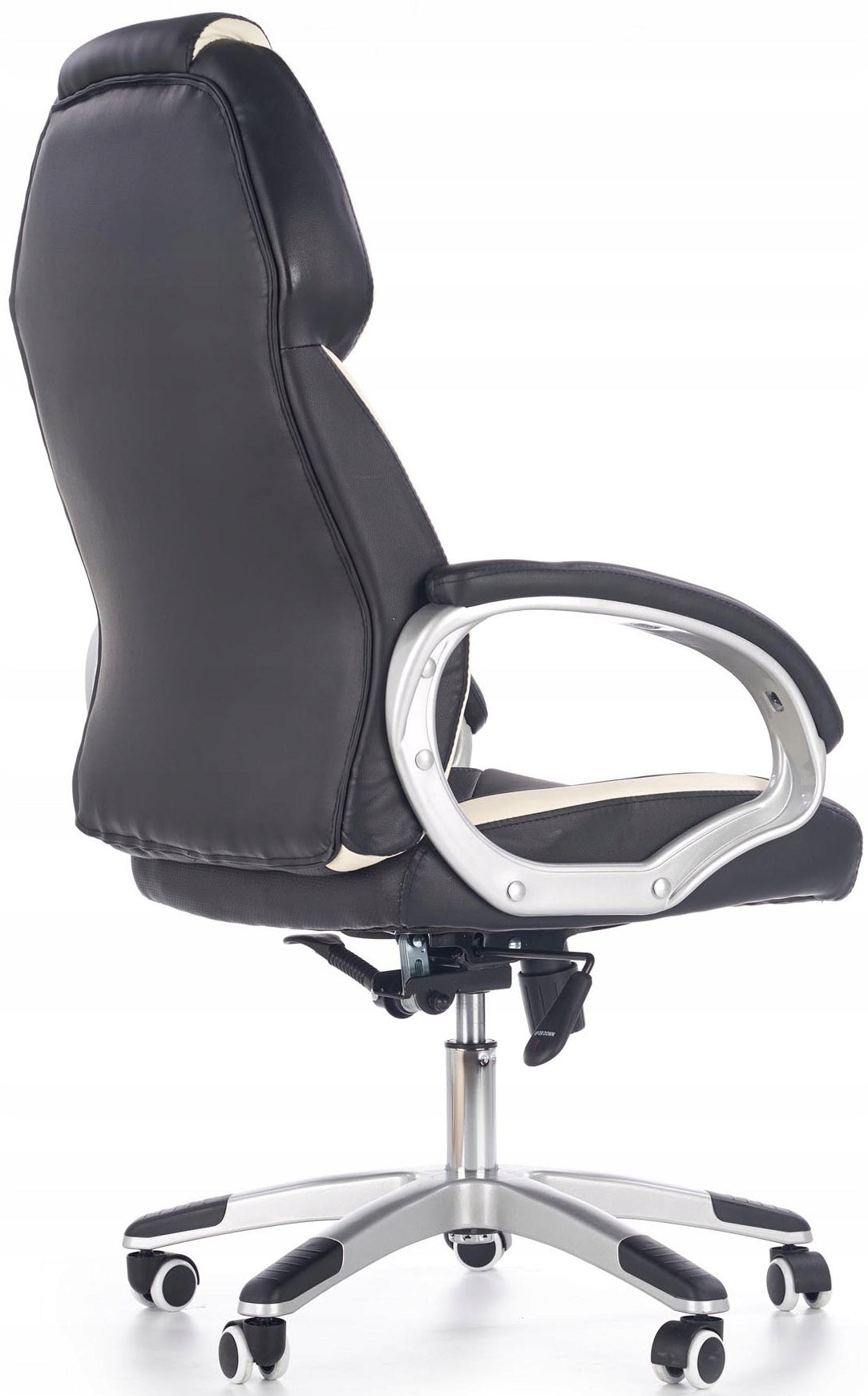 BARTON swivel office chair black white faux leather adjustable max