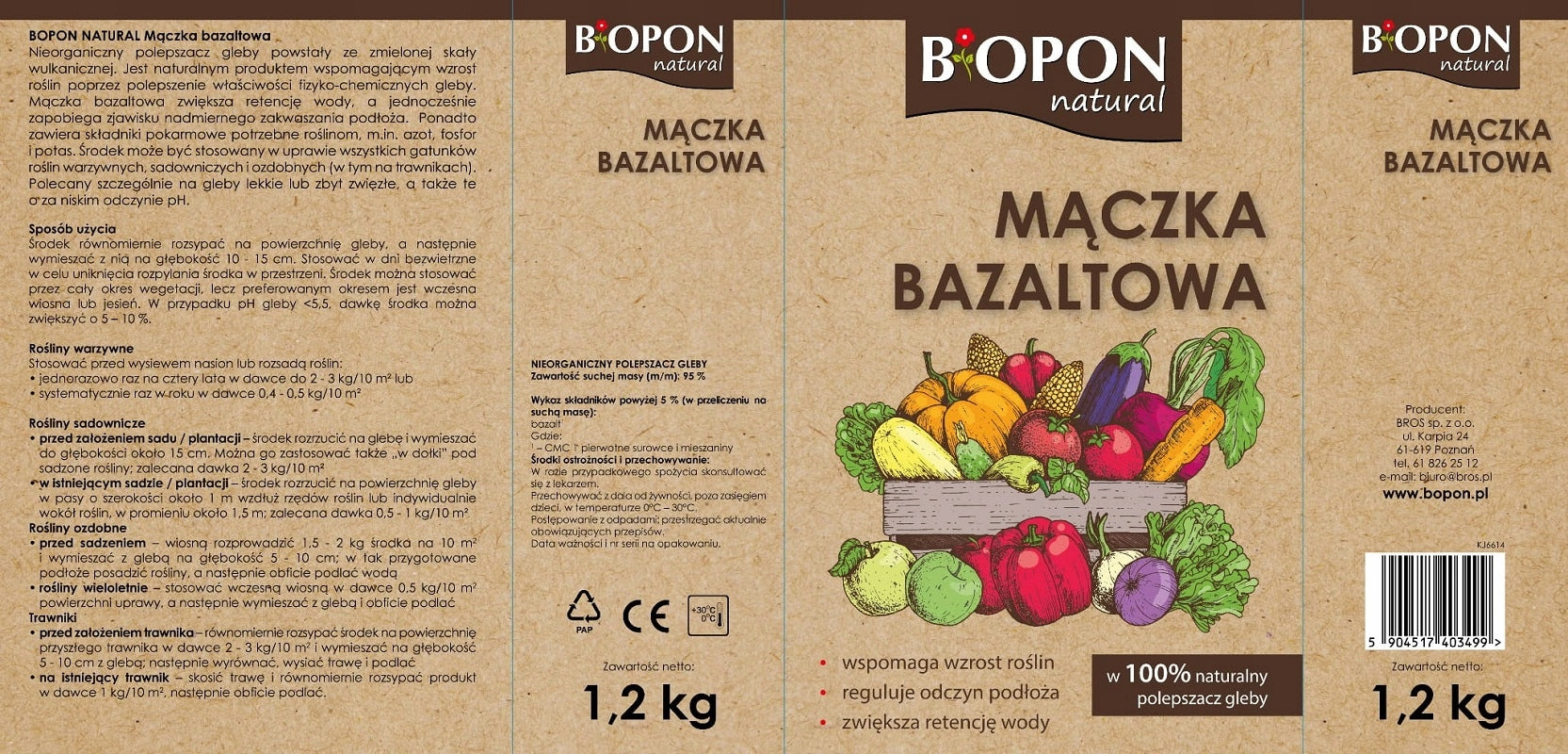BASALT MEAL Natural Soil Improver BiOPON Bopon Natural - 1,2kg Packaging status original