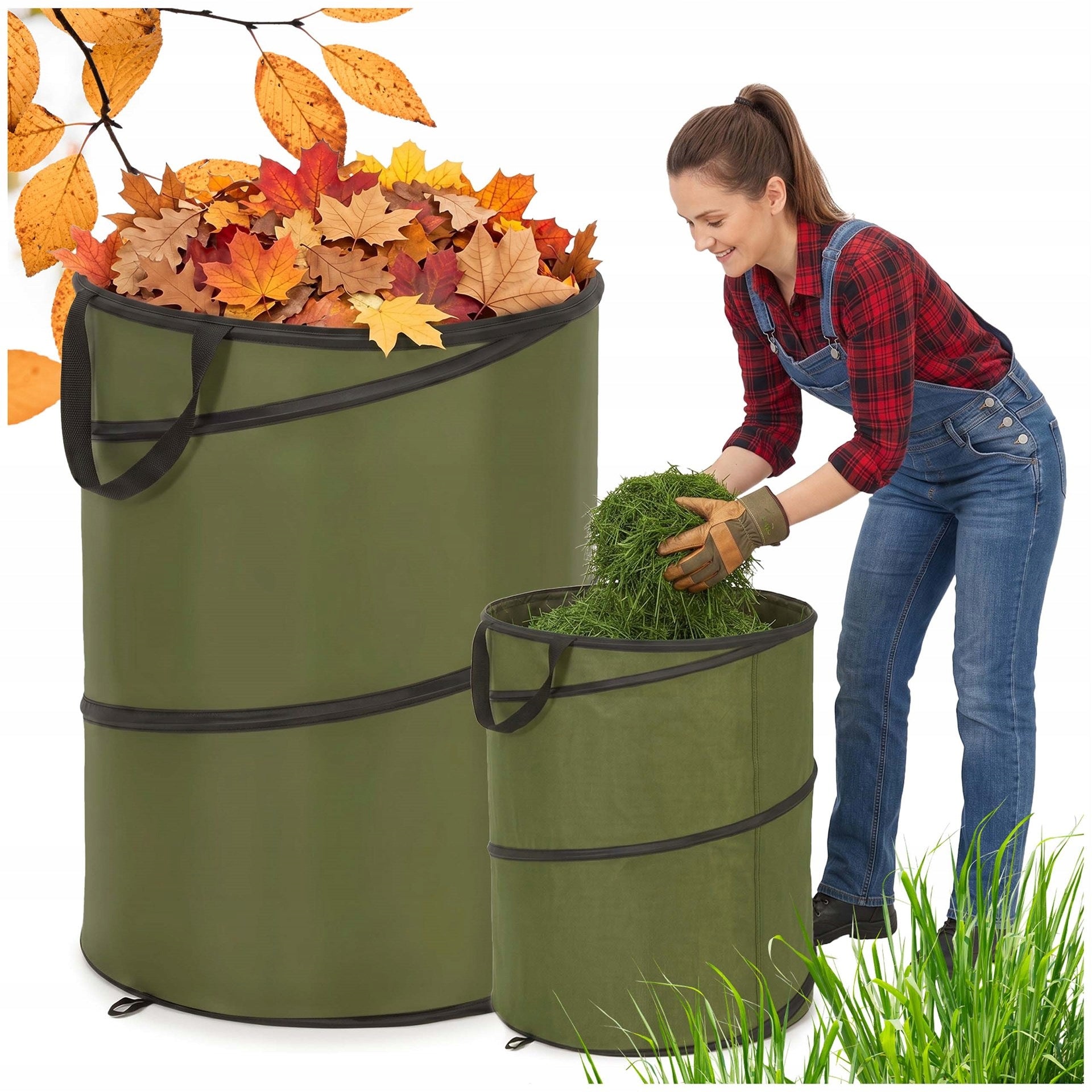 BASKET 120L LEAF WASTE GARDEN GRASS FOLDING BAG LARGE WITH HANDLES