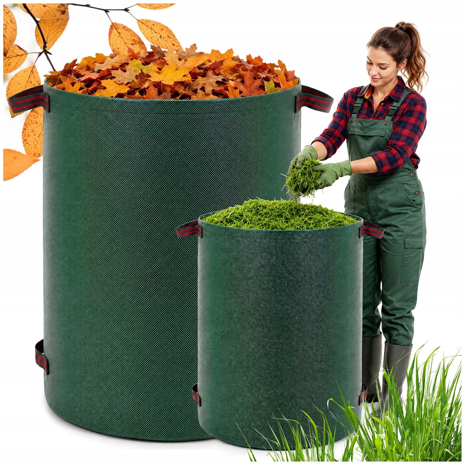 BASKET 300L LEAF WASTE GARDEN GRASS FOLDING BAG LARGE WITH HANDLES