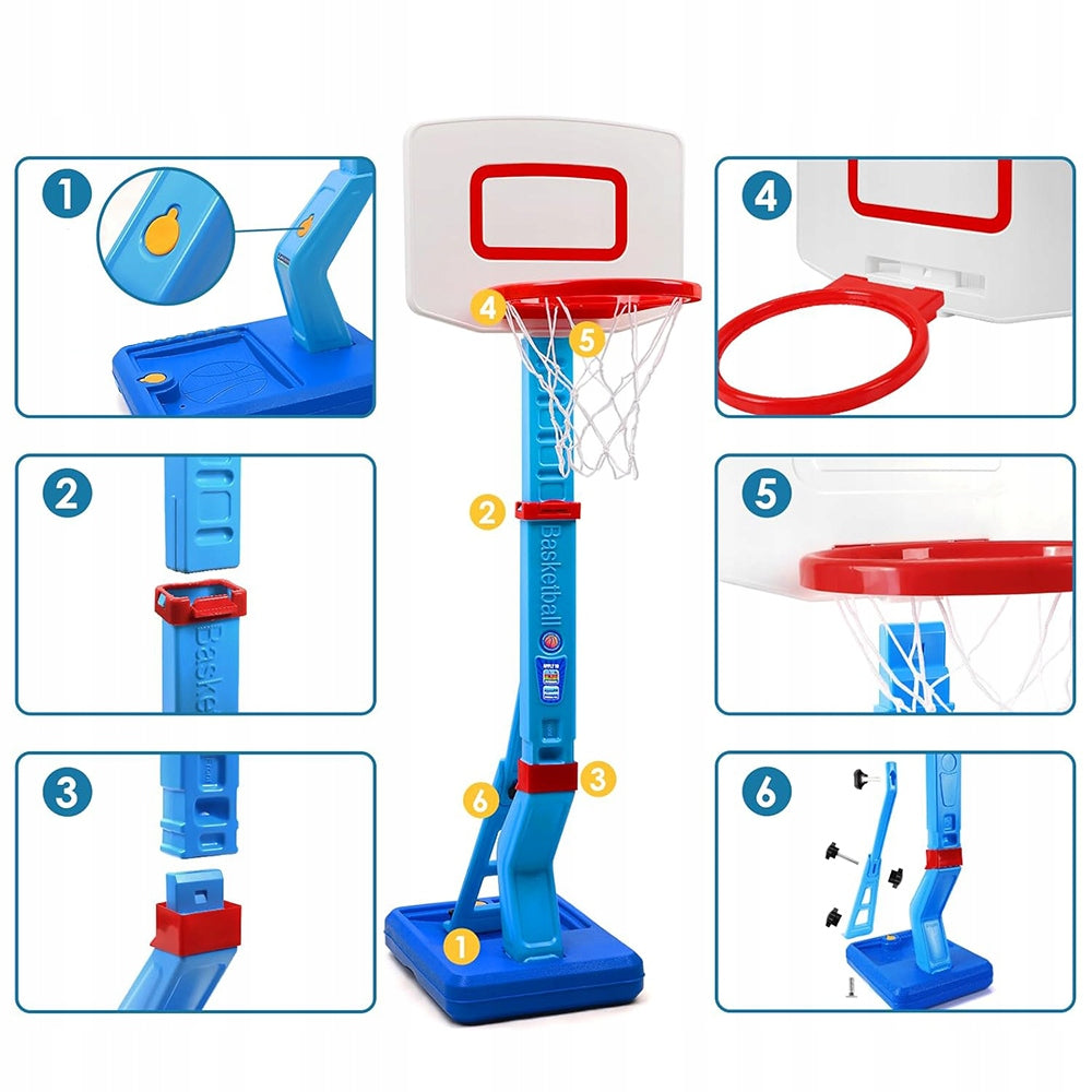 BASKET STAND ADJUSTABLE H + THREE BASE: 4x BALLS FOR HOME/GARDEN Color multicolor