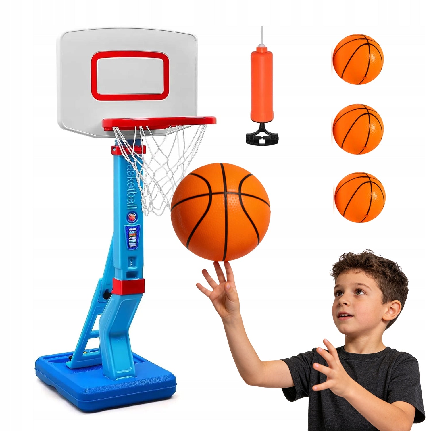 BASKET STAND ADJUSTABLE H + THREE BASE: 4x BALLS FOR HOME/GARDEN