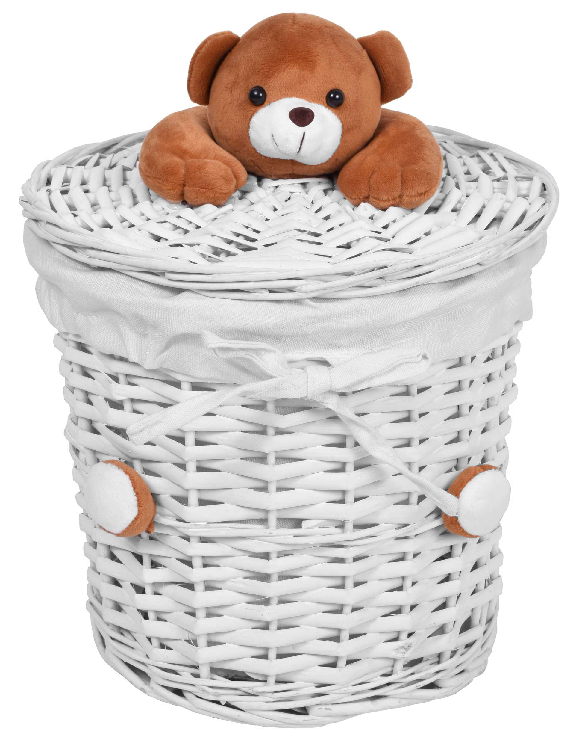 BASKET WICKER CONTAINER WHITE FOR TOYS LAUNDRY DIAPERS TRUNK BEAR 15L