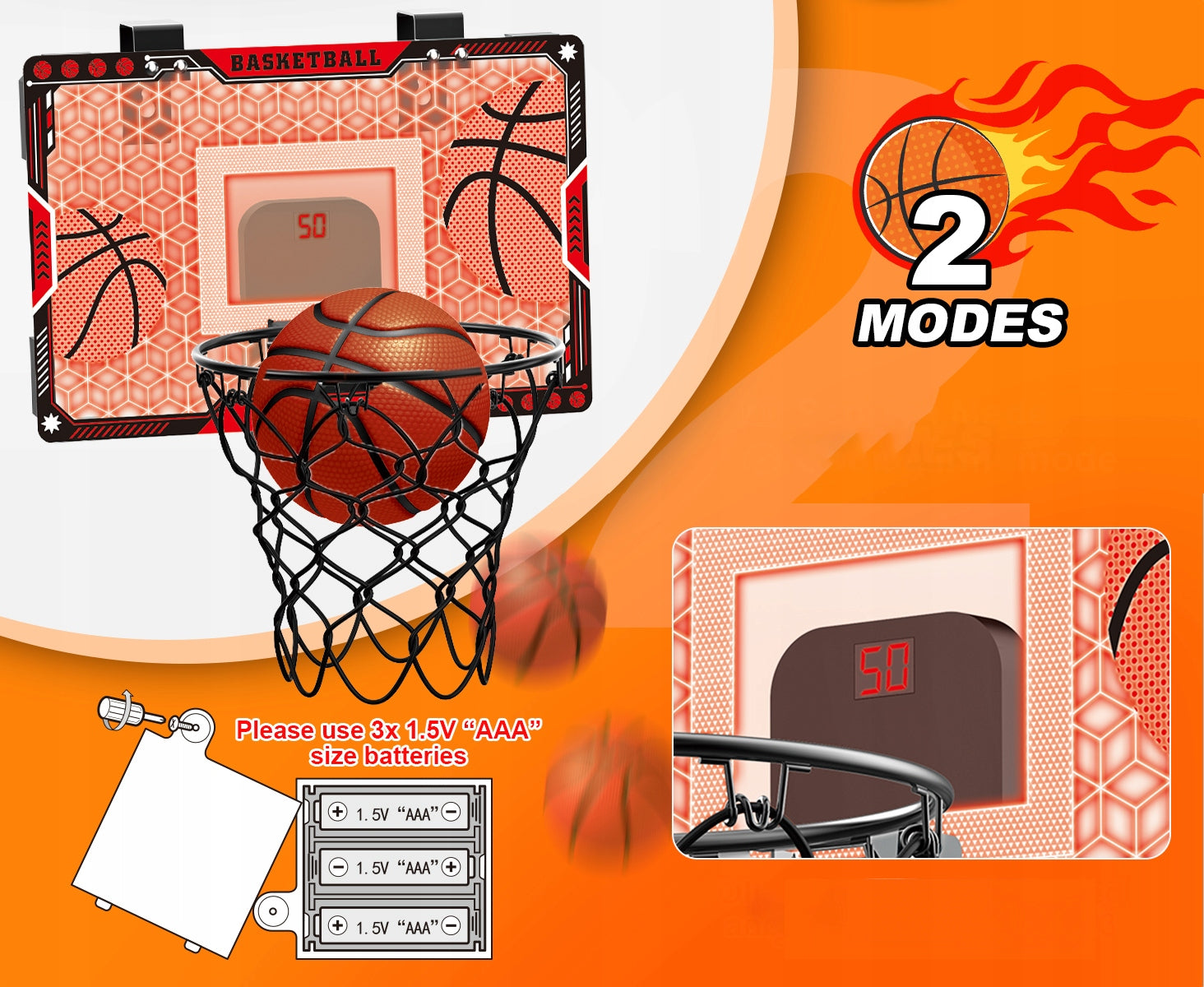 BASKETBALL BOARD BASKET INTERACTIVE LED KIDS COUNTING POINTS SOUND Manufacturer code 777-409