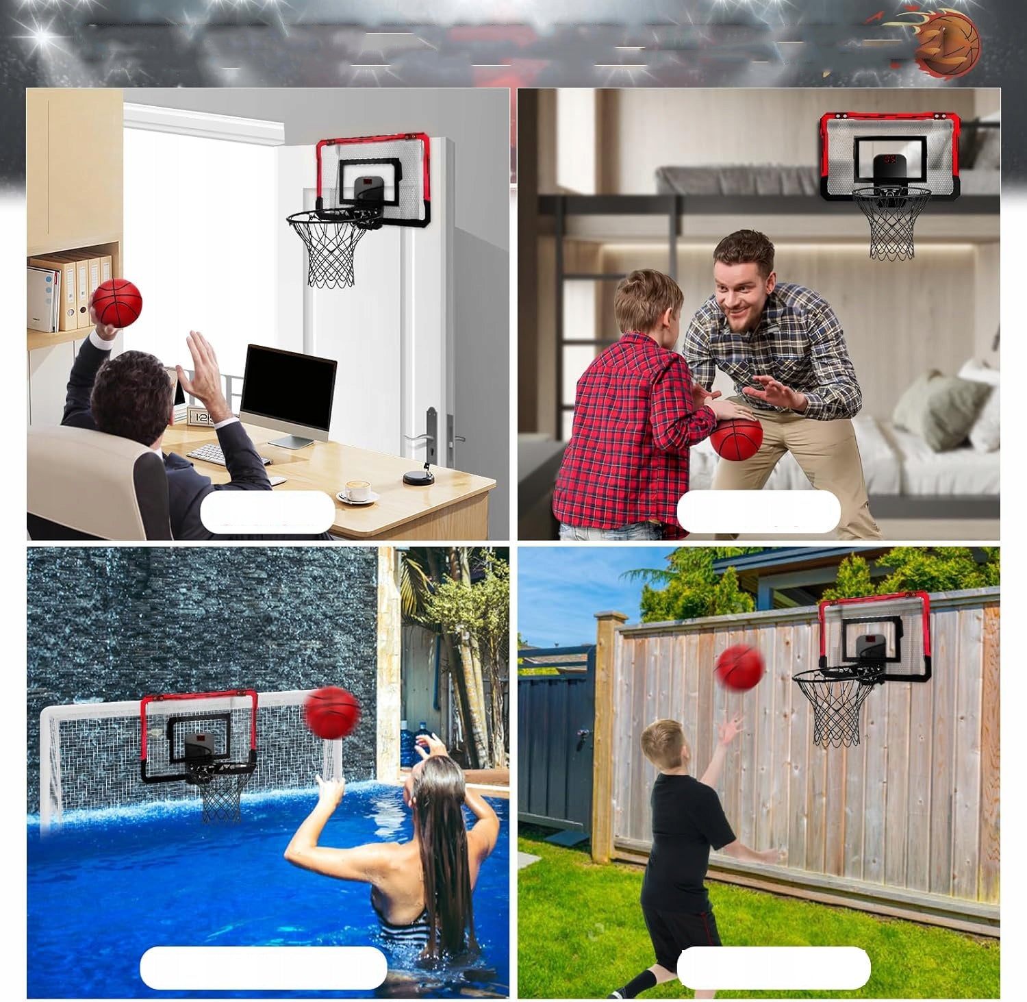 BASKETBALL BOARD BASKETBALL FOR CHILDREN DOOR WITH COUNTER + 4 BALLS Kid's age 6+ years