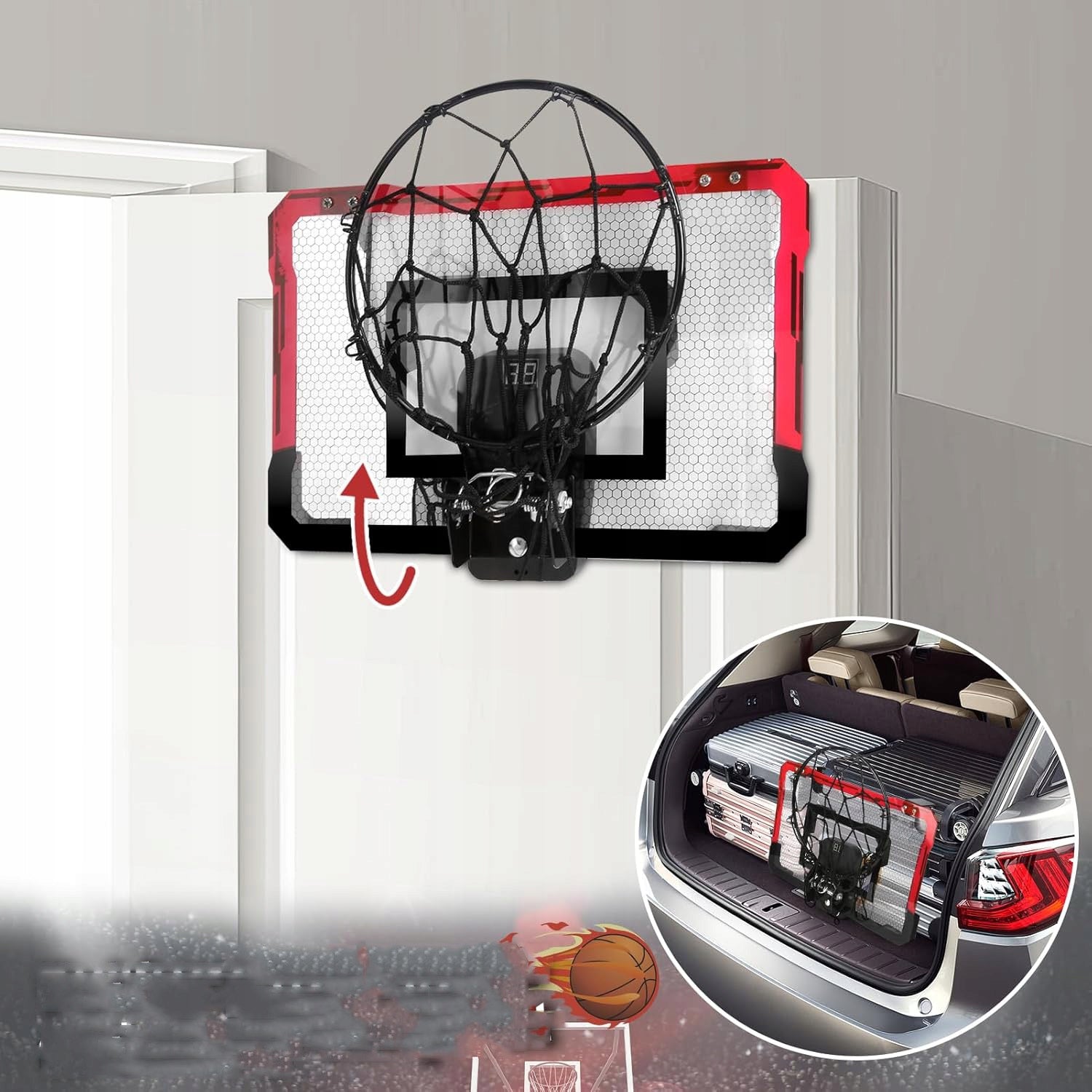 BASKETBALL BOARD BASKETBALL FOR CHILDREN DOOR WITH COUNTER + 4 BALLS Manufacturer code TABLICA DO KOSZYKÓWKI KOSZA 6TY2341