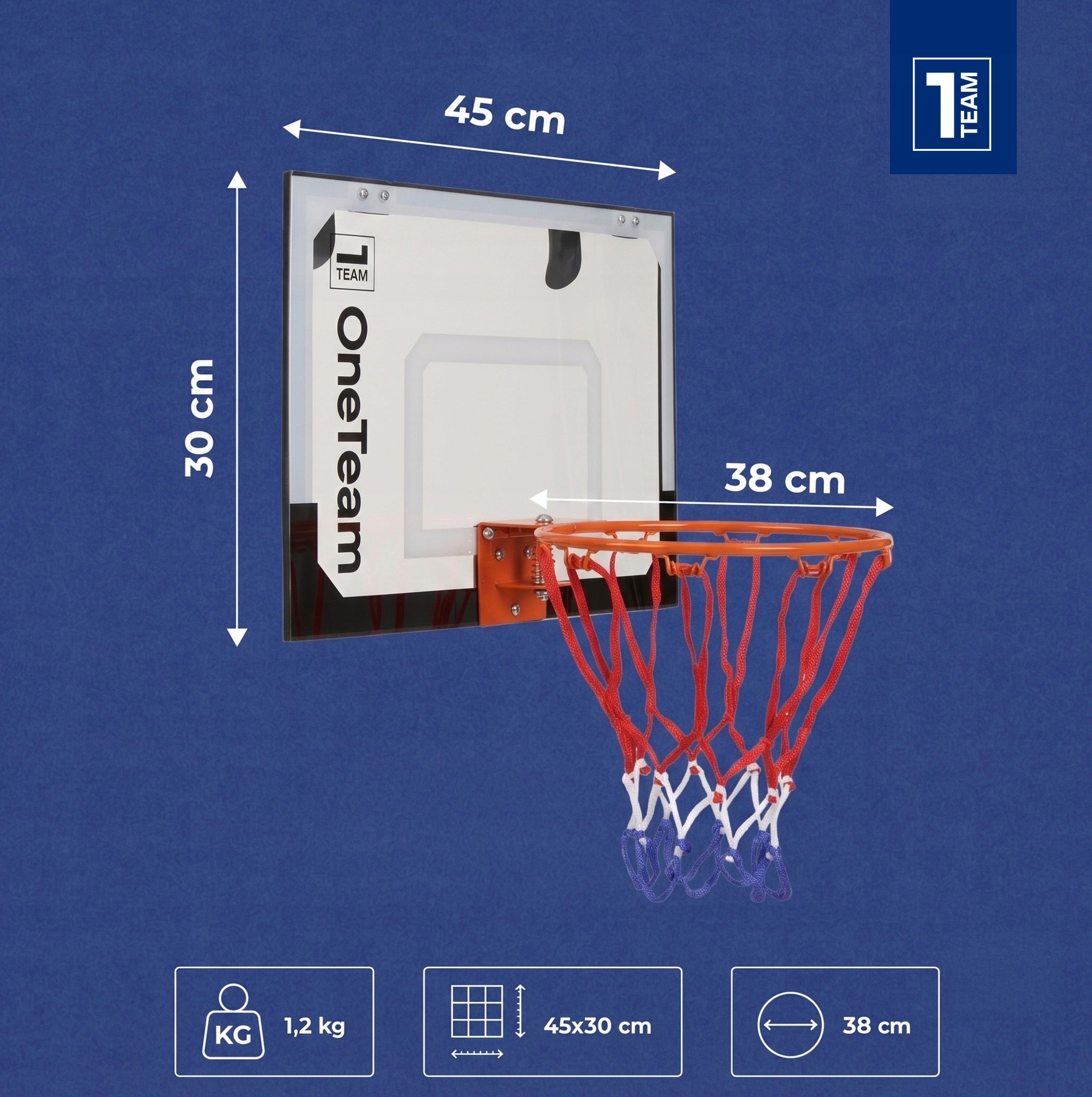 BASKETBALL SET FOR CHILDREN BASKET BOARD BALL PUMP ONETEAM BBK01 Packaging status original