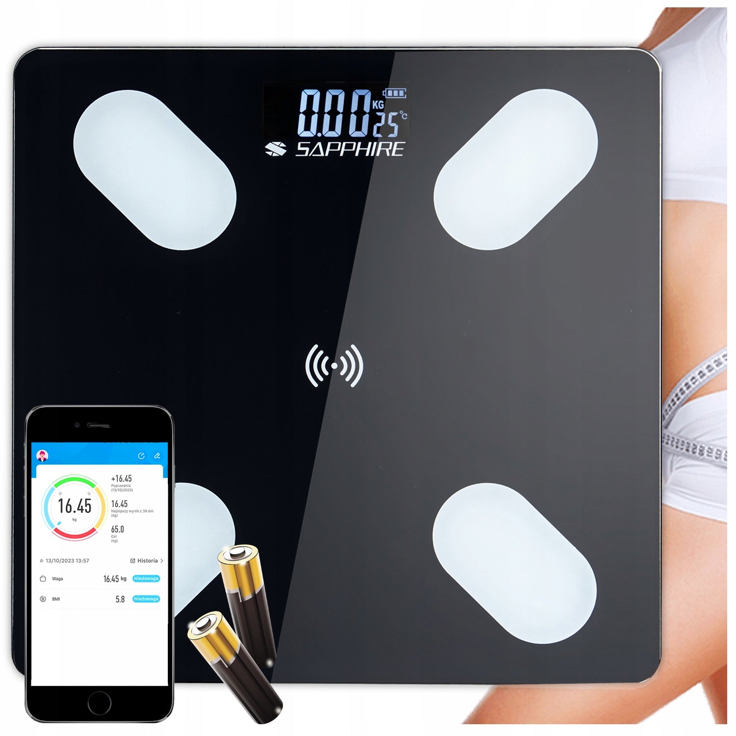 BATHROOM ANALYSIS SCALE SAPPHIRE SMART electronic 180KG APPLICATION