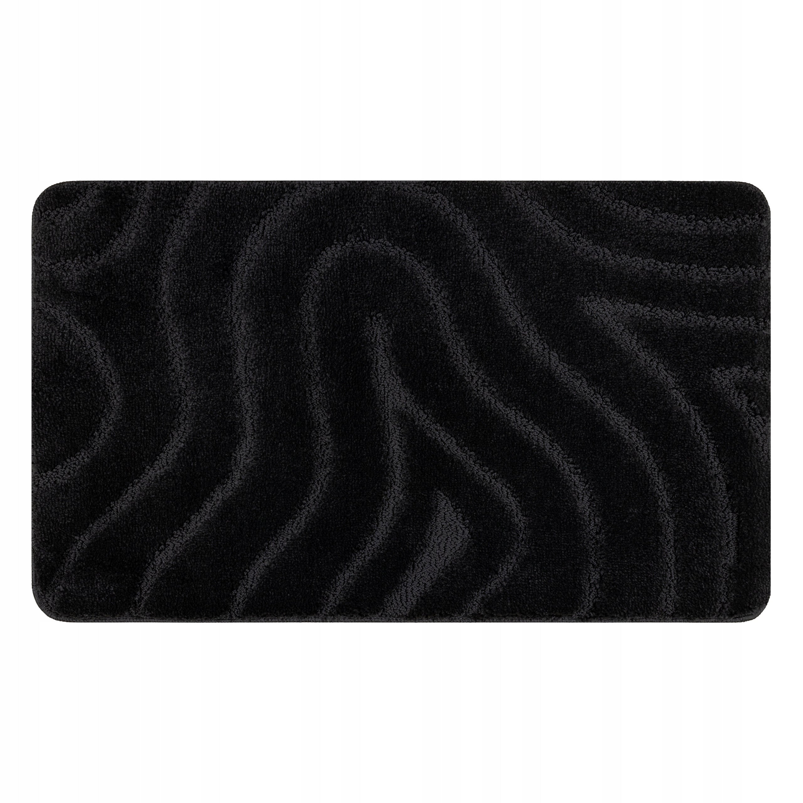 BATHROOM CARPET 60x100 WAVES black ANTI-SLIP SOFT #KPL263