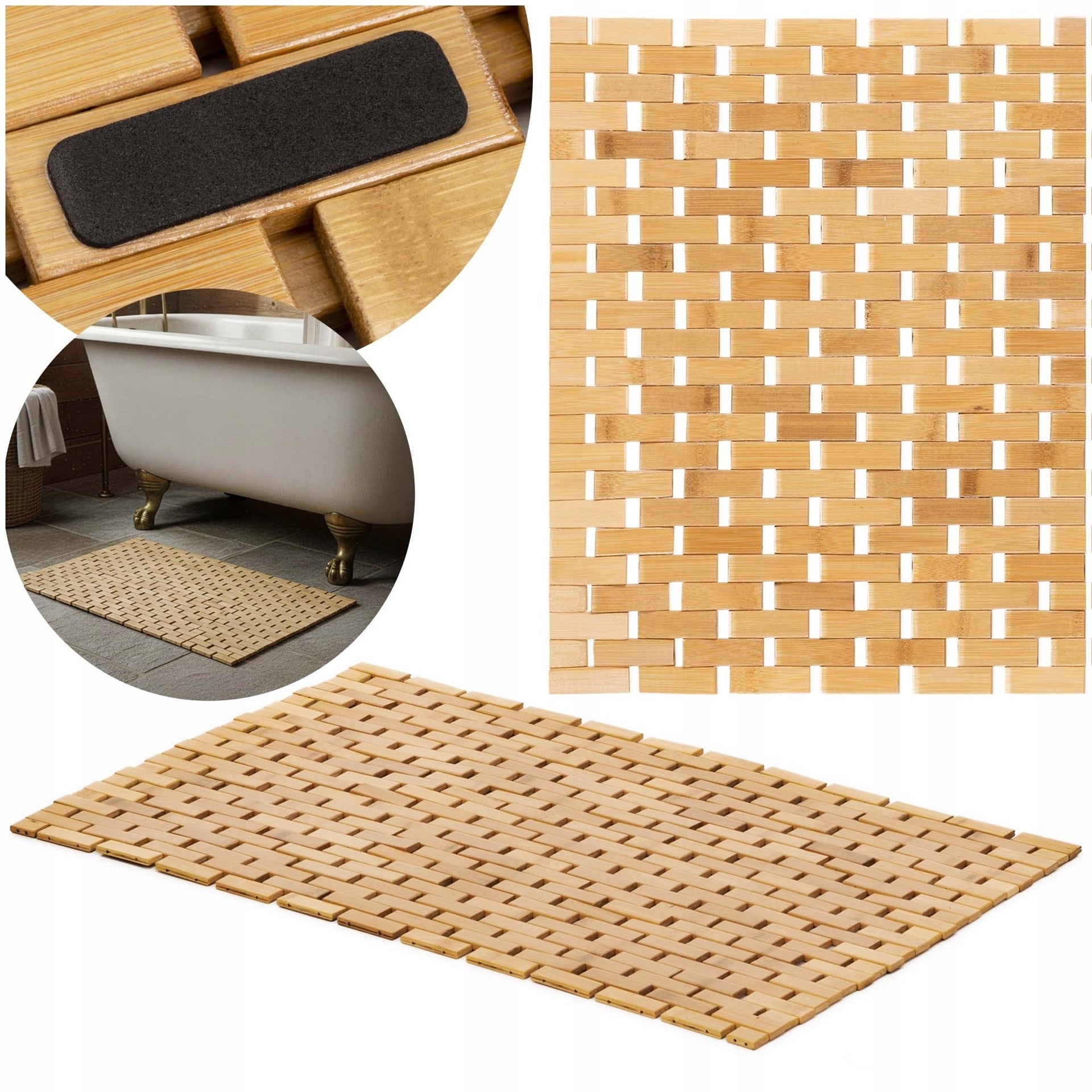 BATHROOM MAT BAMBOO RUG NON-SLIP QUICK-DRYING 50x80cm LARGE Shape rectangle