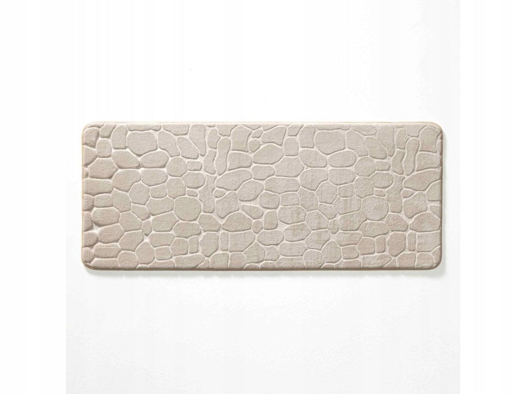 BATHROOM MAT BEIGE ANTI-SLIP RUG EMBOSSED PATTERN 50 x 120 cm Product width 50 cm