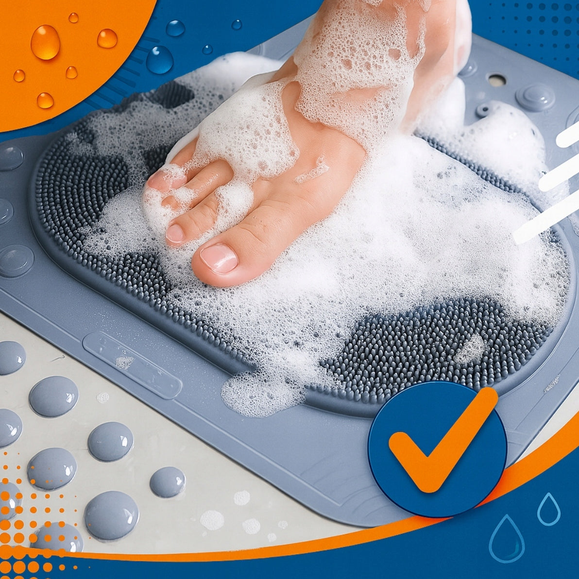 BATHROOM MAT NON-SLIP FOR BATHROOM SHOWER MASSAGE 68x35 CM Thickness 2 mm