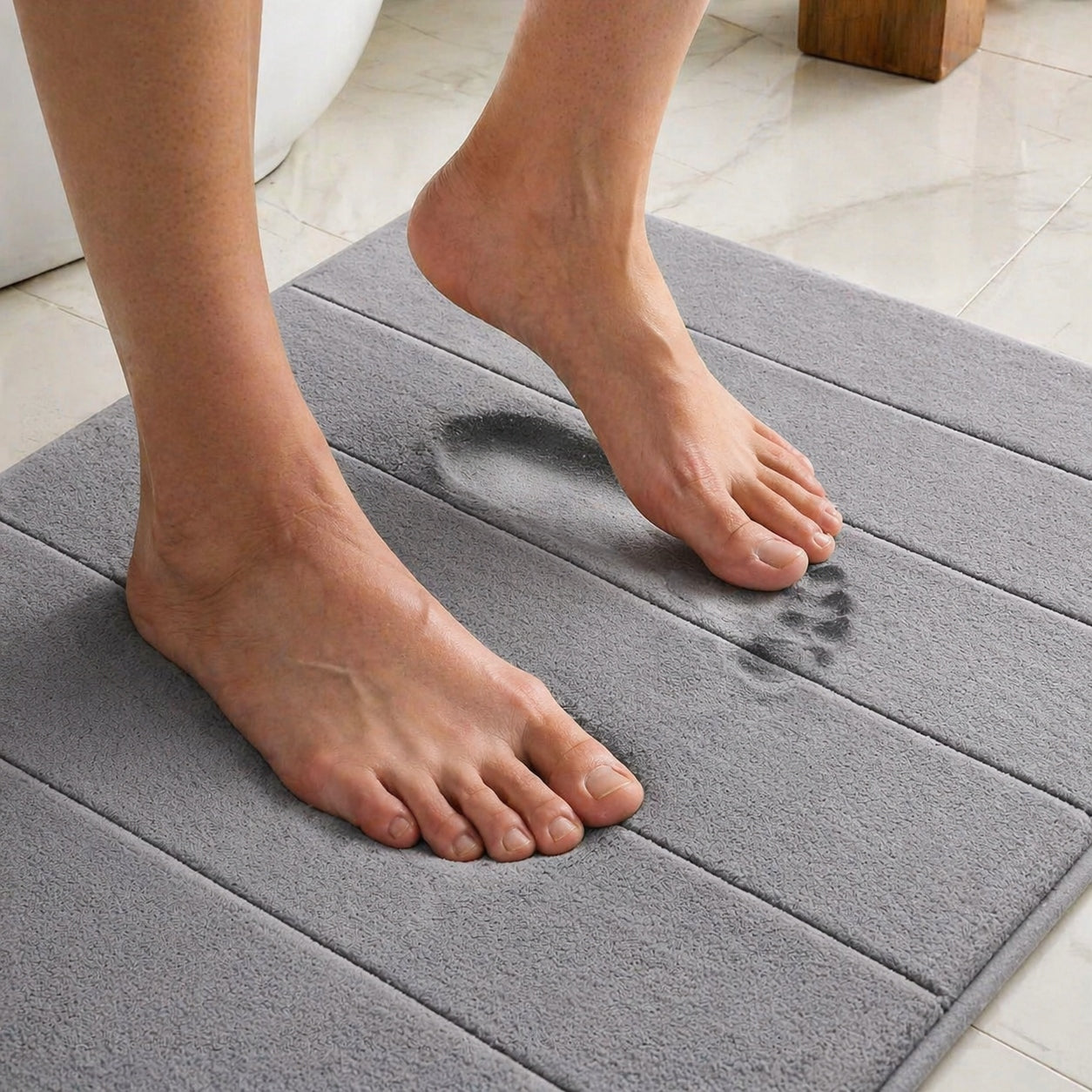 BATHROOM MAT NON-SLIP SHOWER GREY 40 x 60 cm SOFT RUG Brand Allbag