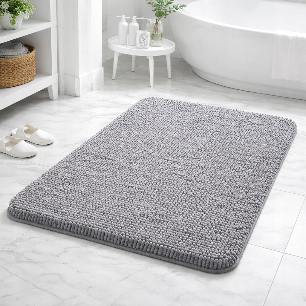 BATHROOM MAT NON-SLIP SOFT ABSORBENT LARGE GREY 50x80 cm Brand Allbag