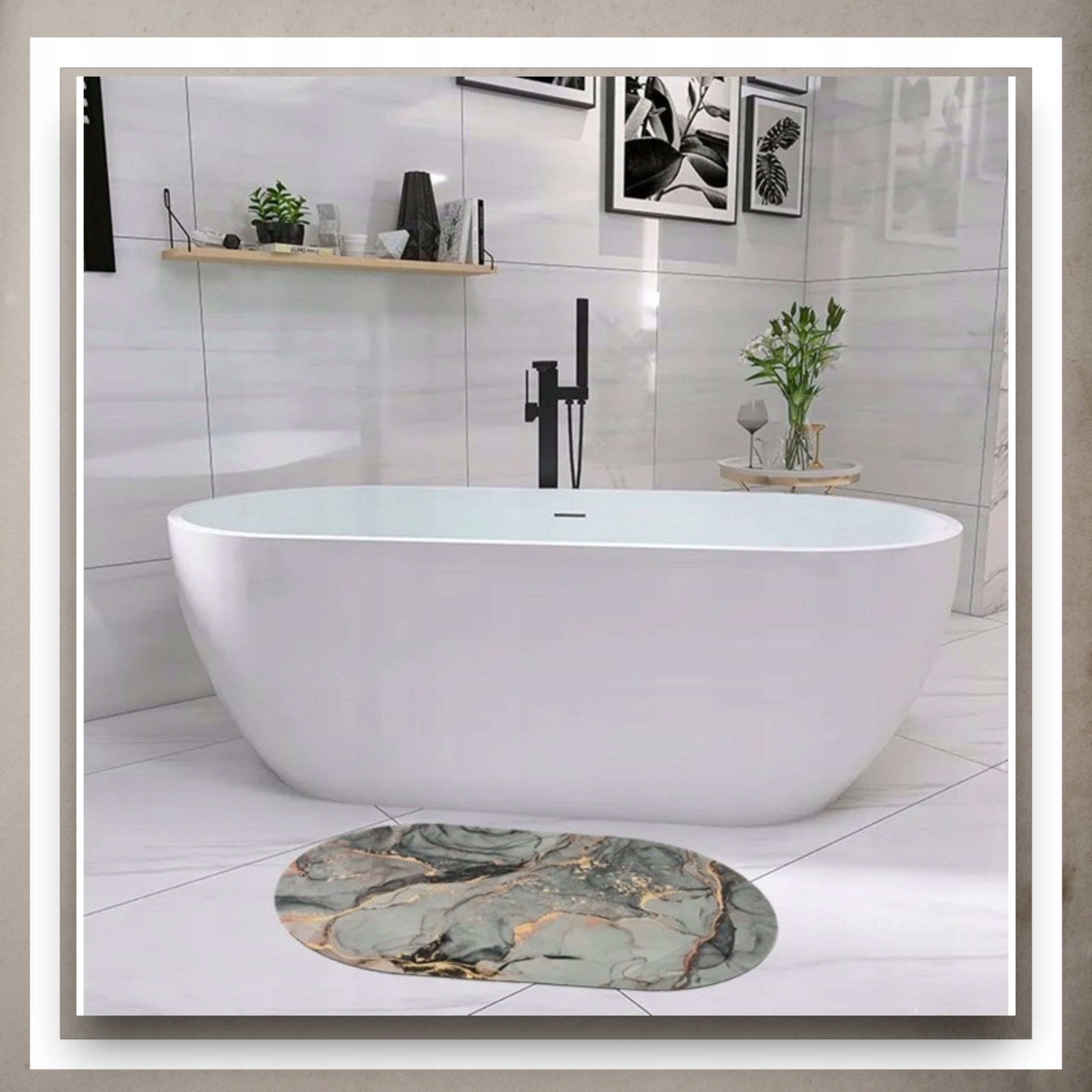 BATHROOM MAT QUICK-DRYING ABSORBENT ANTI-SLIP CARPET 60X90 Length 90 cm
