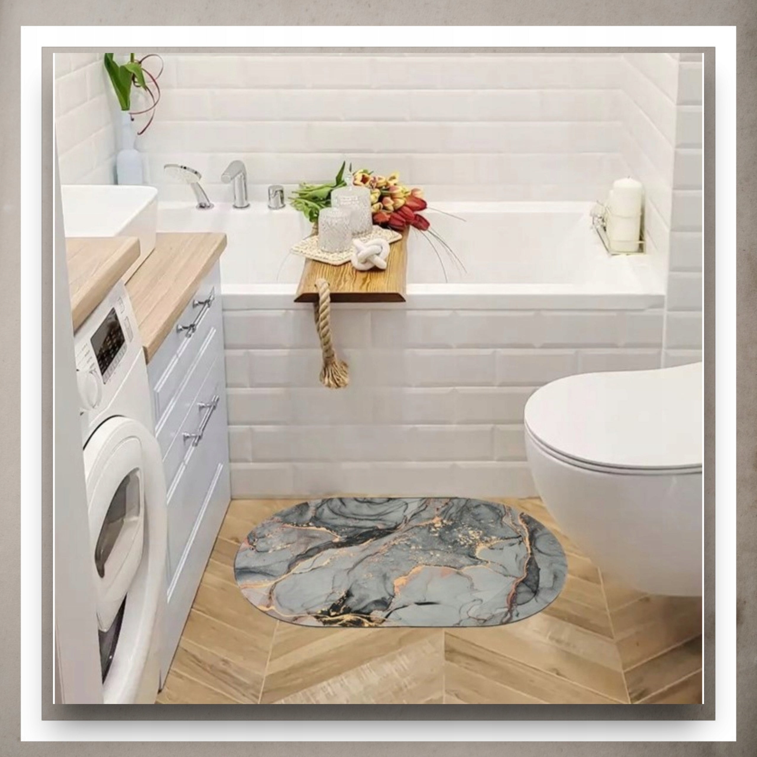 BATHROOM MAT QUICK-DRYING ABSORBENT ANTI-SLIP CARPET 60X90 Packaging status original