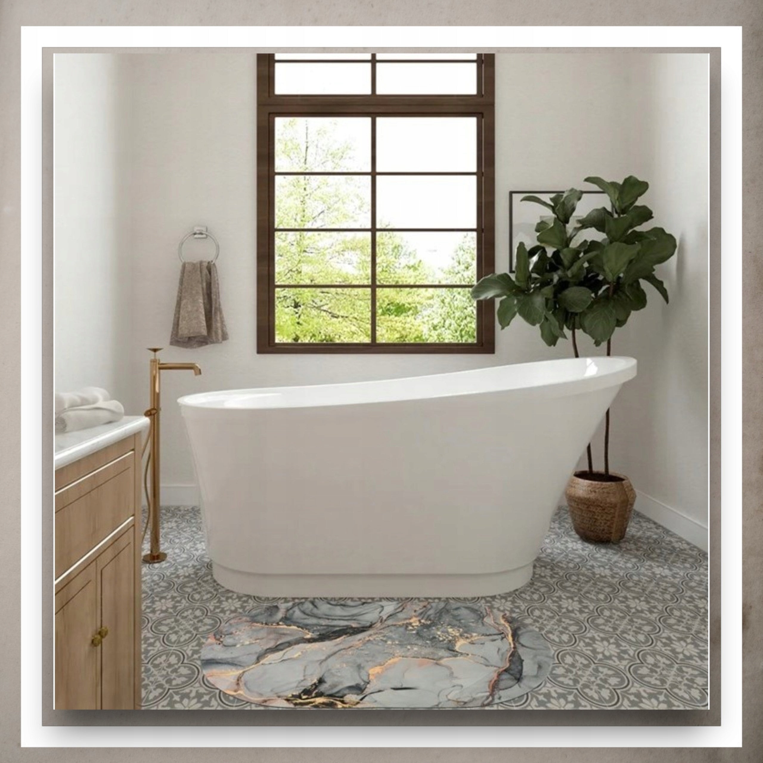 BATHROOM MAT QUICK-DRYING ABSORBENT ANTI-SLIP CARPET 60X90 Product width 60 cm