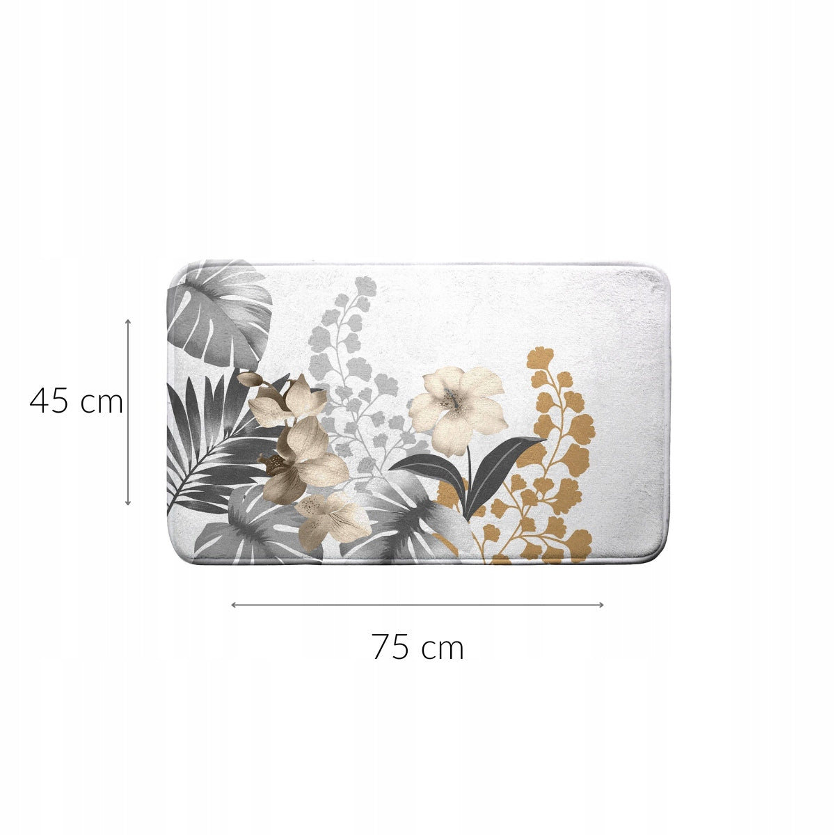 BATHROOM MAT RECTANGULAR BATHROOM RUG FOR BATHROOM 45 x 75 FLOWERS Length 75 cm