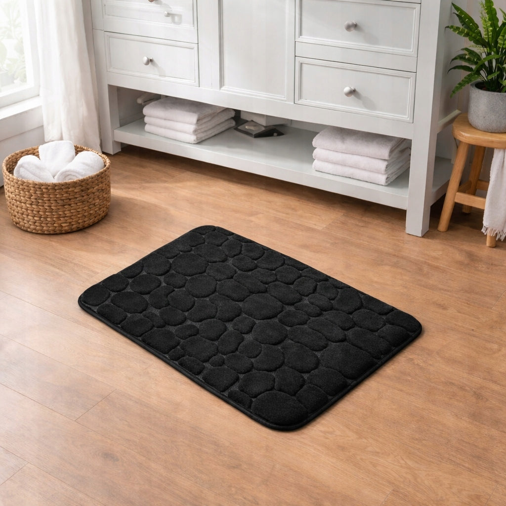 BATHROOM MAT SOFT QUICK-DRYING BLACK NON-SLIP RUG 40x60CM Length 60 cm