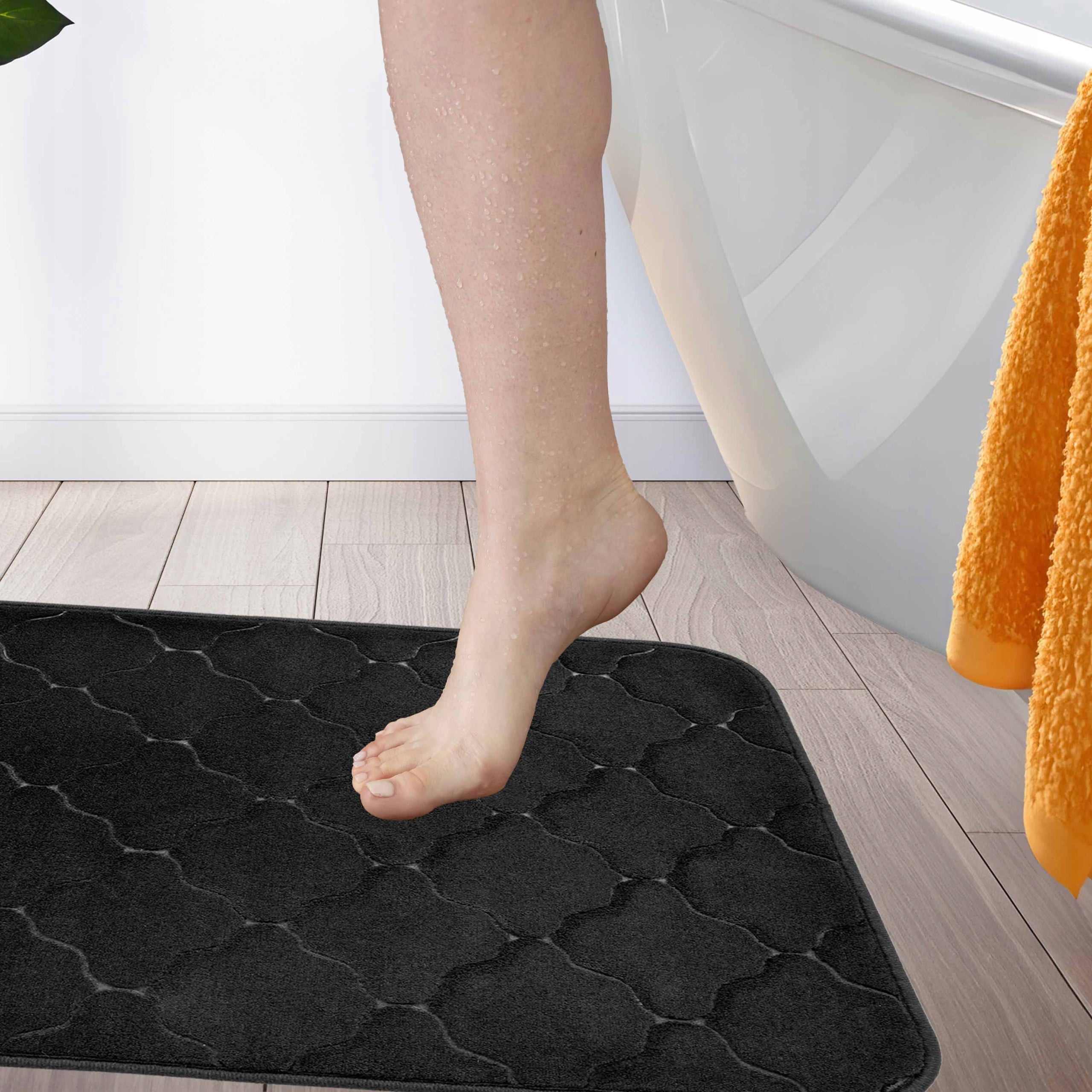BATHROOM RUG 40x60 CM MODERN PATTERN BLACK SOFT NON-SLIP Brand Rodeno