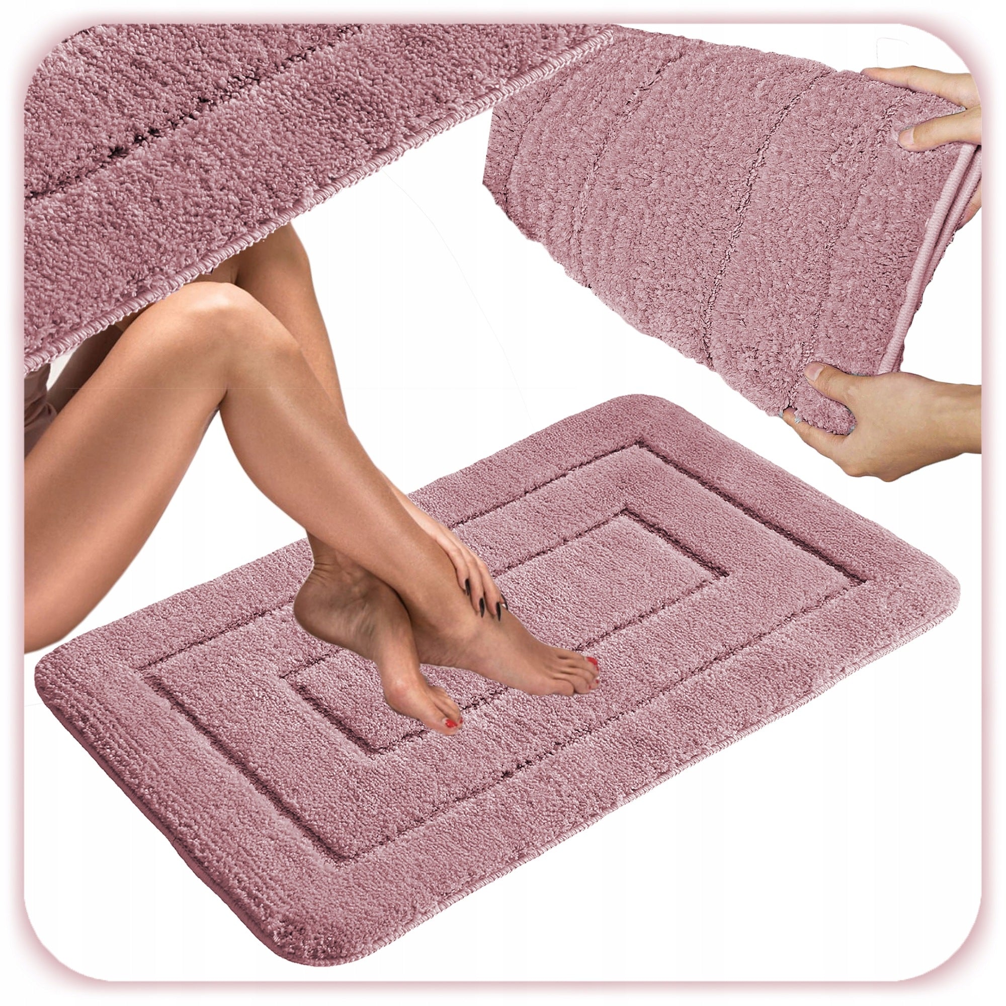 BATHROOM RUG 50 X 80 CM BATHROOM MAT NON-SLIP PINK FOOT Manufacturer code DYWANIK ŁAZIENKOWY MATA ŁAZIENKOWA RÓŻ