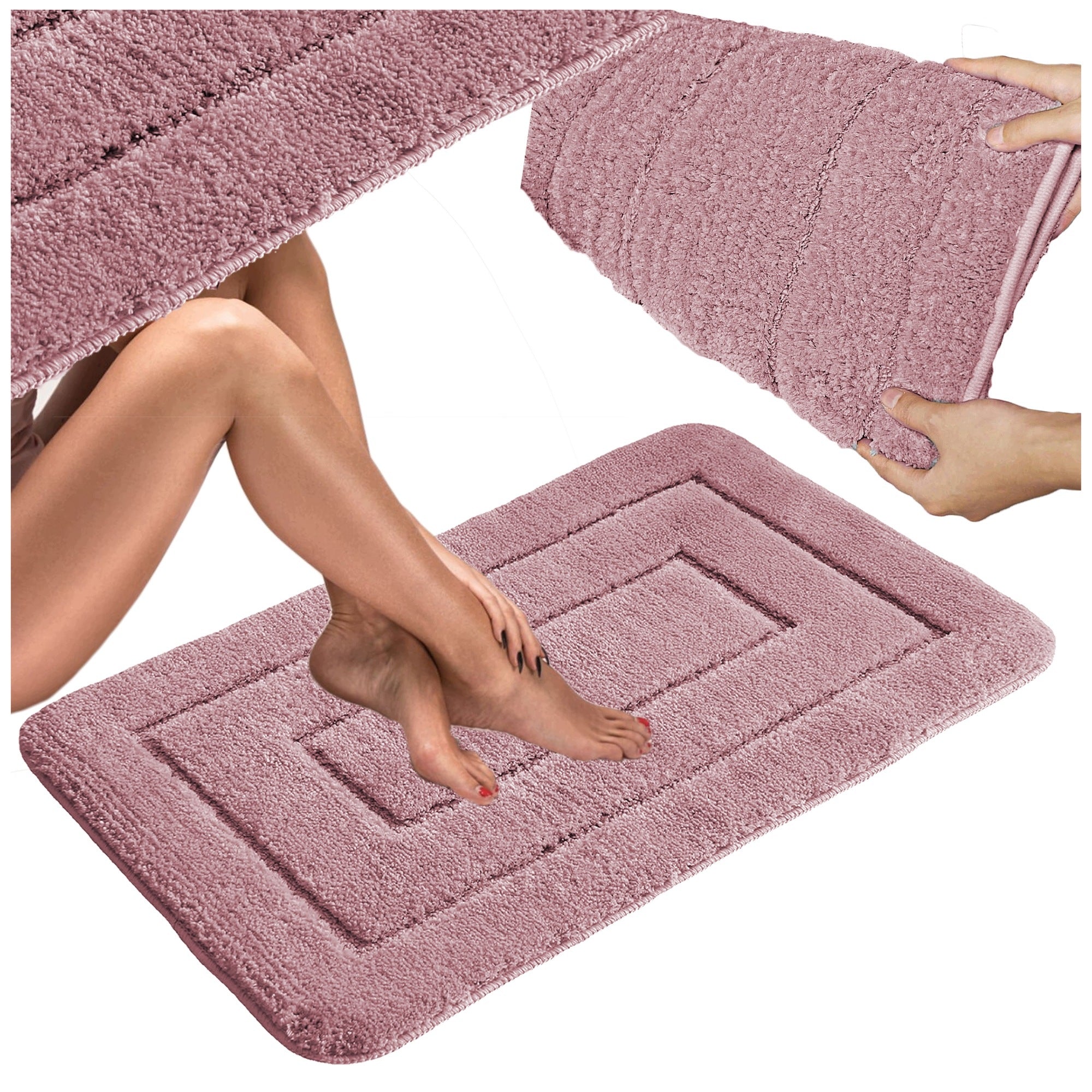 BATHROOM RUG 50 X 80 CM BATHROOM MAT NON-SLIP PINK FOOT Packaging status original