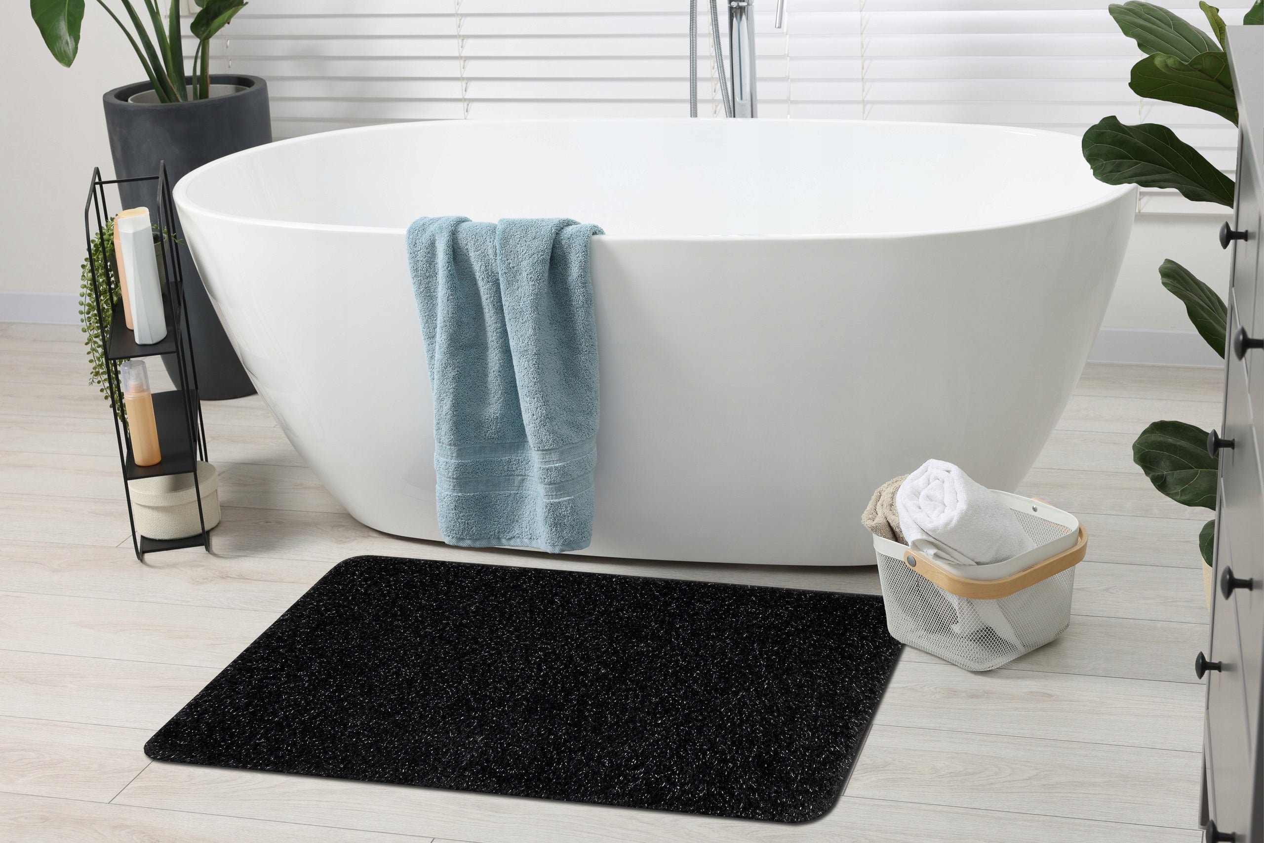 BATHROOM RUG 60x100 SMOOTH BLACK NON-SLIP SOFT #KPL232 Brand Dywany Łuszczów