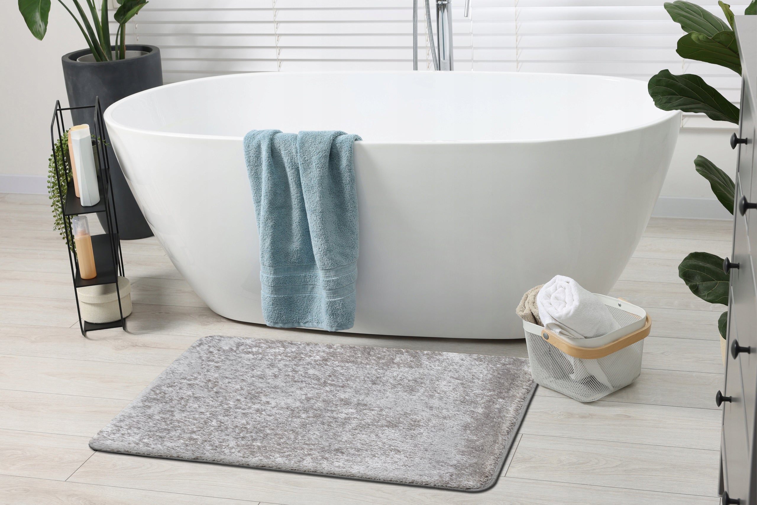 BATHROOM RUG 60x100 SMOOTH SOLID GREY ANTI-SLIP #KPL213 Manufacturer code KPL213