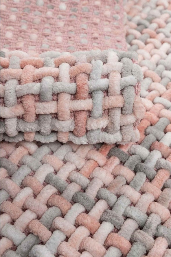 BATHROOM RUG ABSORBENT WASHABLE COTTON BRAIDED 60X100 MELANGE ROSES Length 100 cm