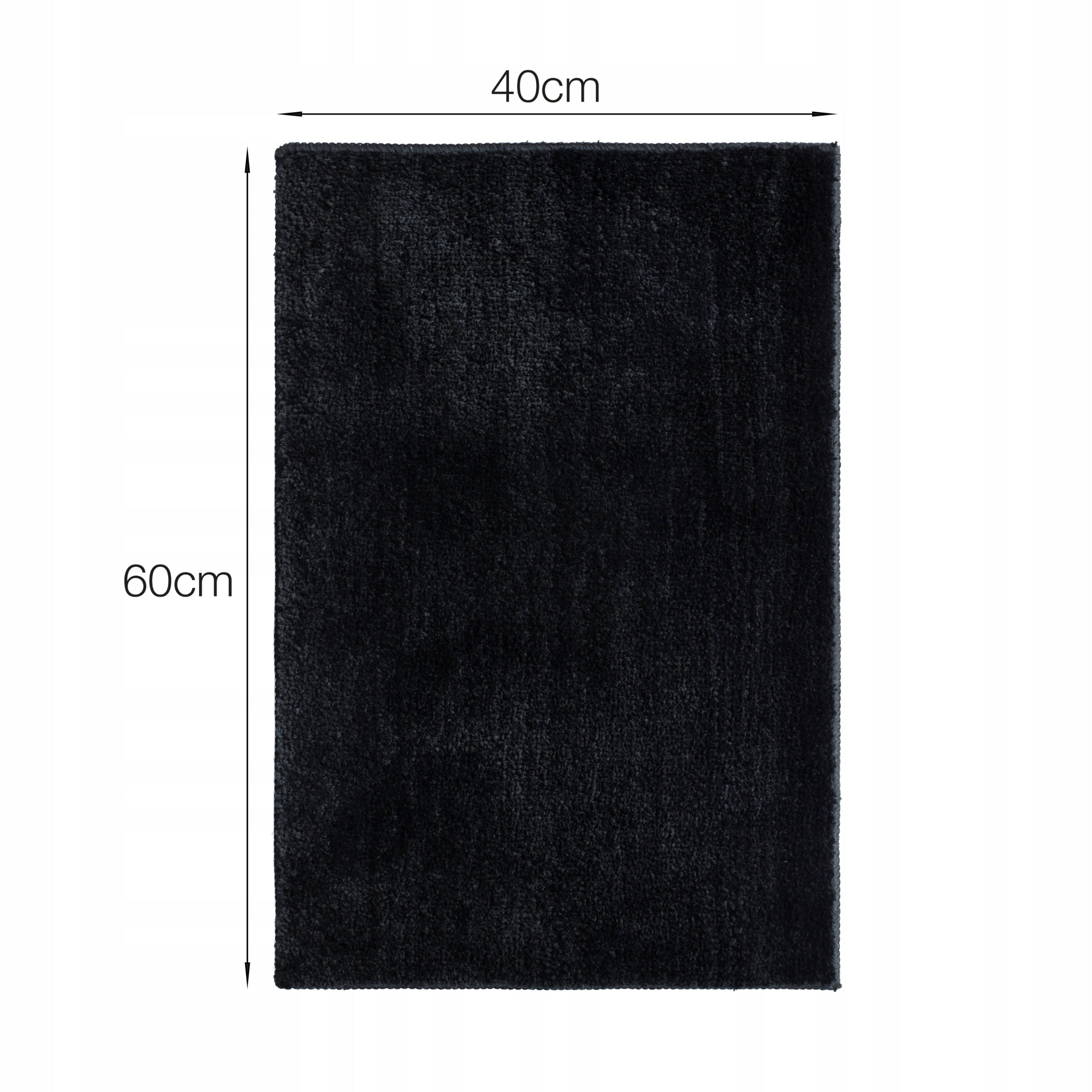 BATHROOM RUG ANTI-SLIP MICROFIBER 40x60 BLACK SOFT 1600 g/m2 Length 40 cm