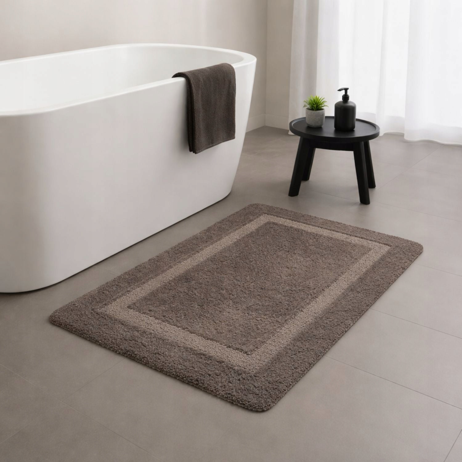 BATHROOM RUG BEIGE 50x80 NON-SLIP SOFT FOR BATHROOM TAUPE Packaging status original