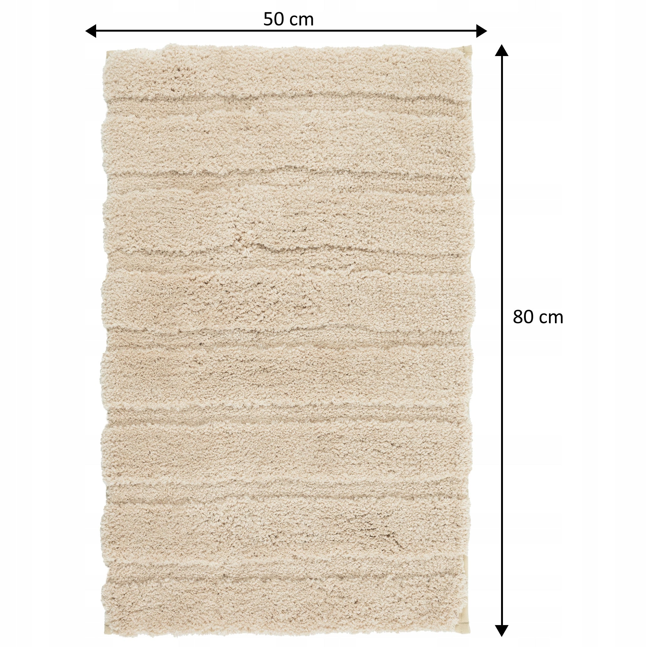 BATHROOM RUG BEIGE 50x80CM SOFT NON-SLIP DECORATIVE SHAGGY Product width 50 cm
