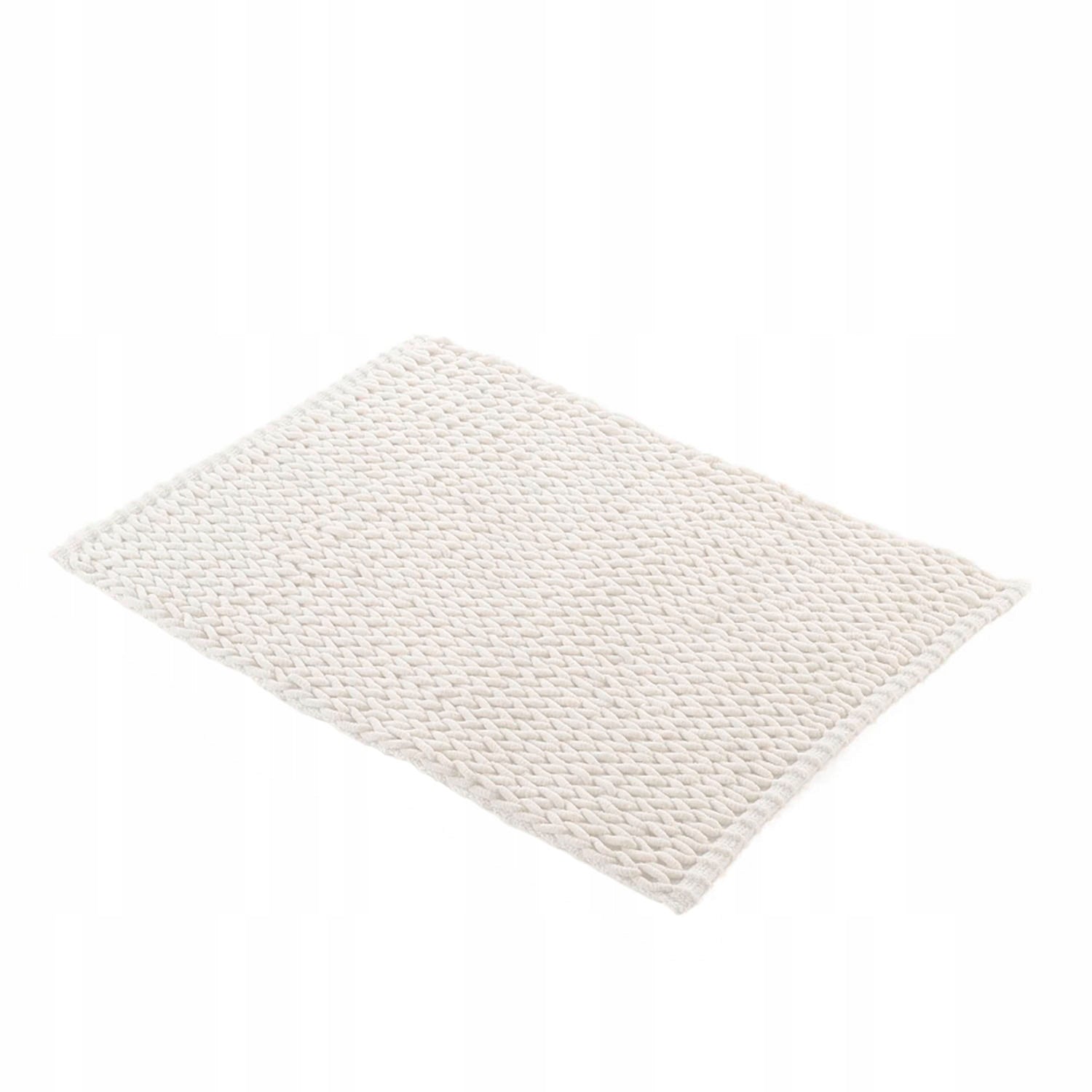 BATHROOM RUG BRAIDED POLYESTER 50 X 80 CM BEIGE Length 50 cm