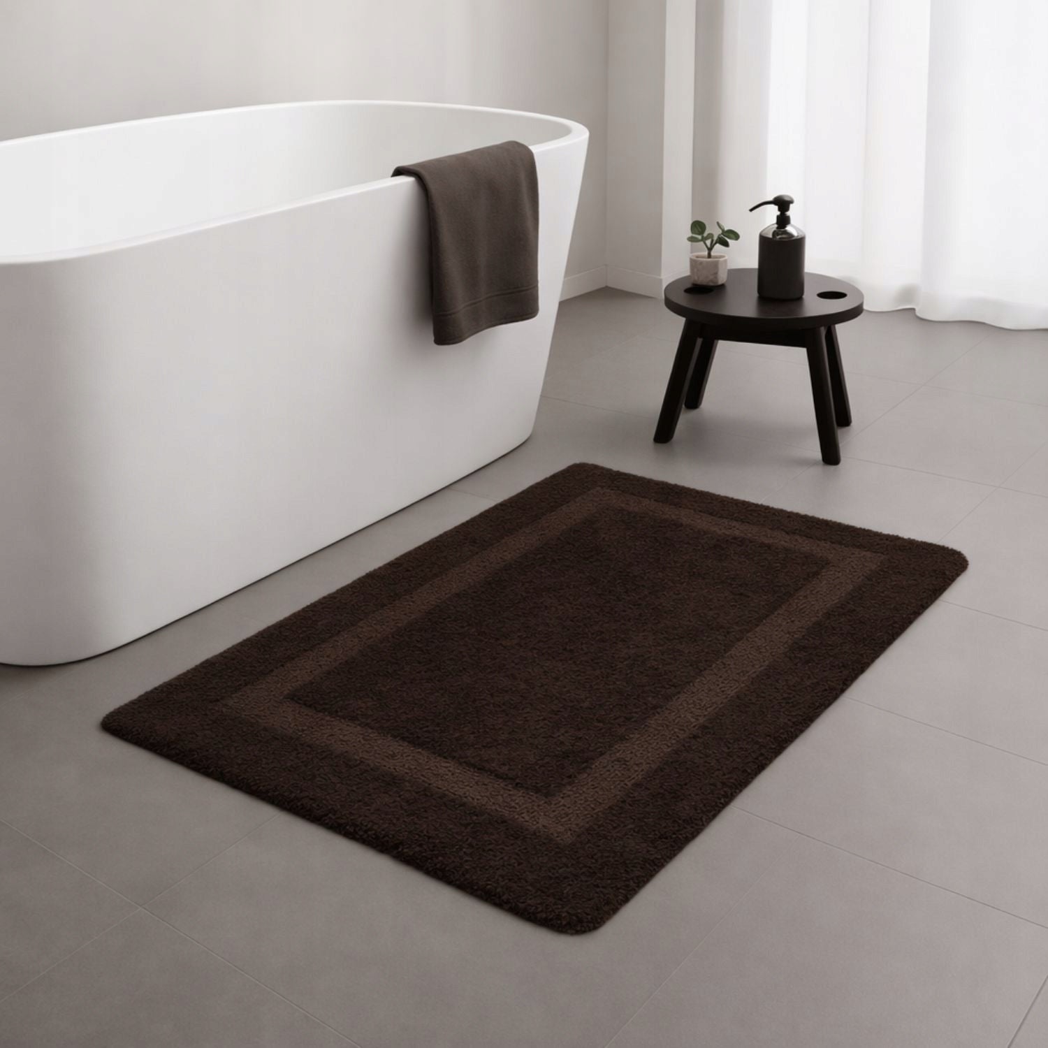 BATHROOM RUG BROWN 50x80 NON-SLIP FOR BATHROOM ABSORBENT BROWN Packaging status original