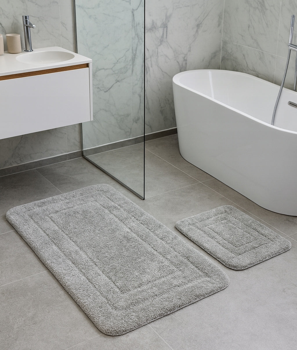 BATHROOM RUG GREY BATHROOM SET 2 PART ELEGANT SOFT 50X80 Packaging status original