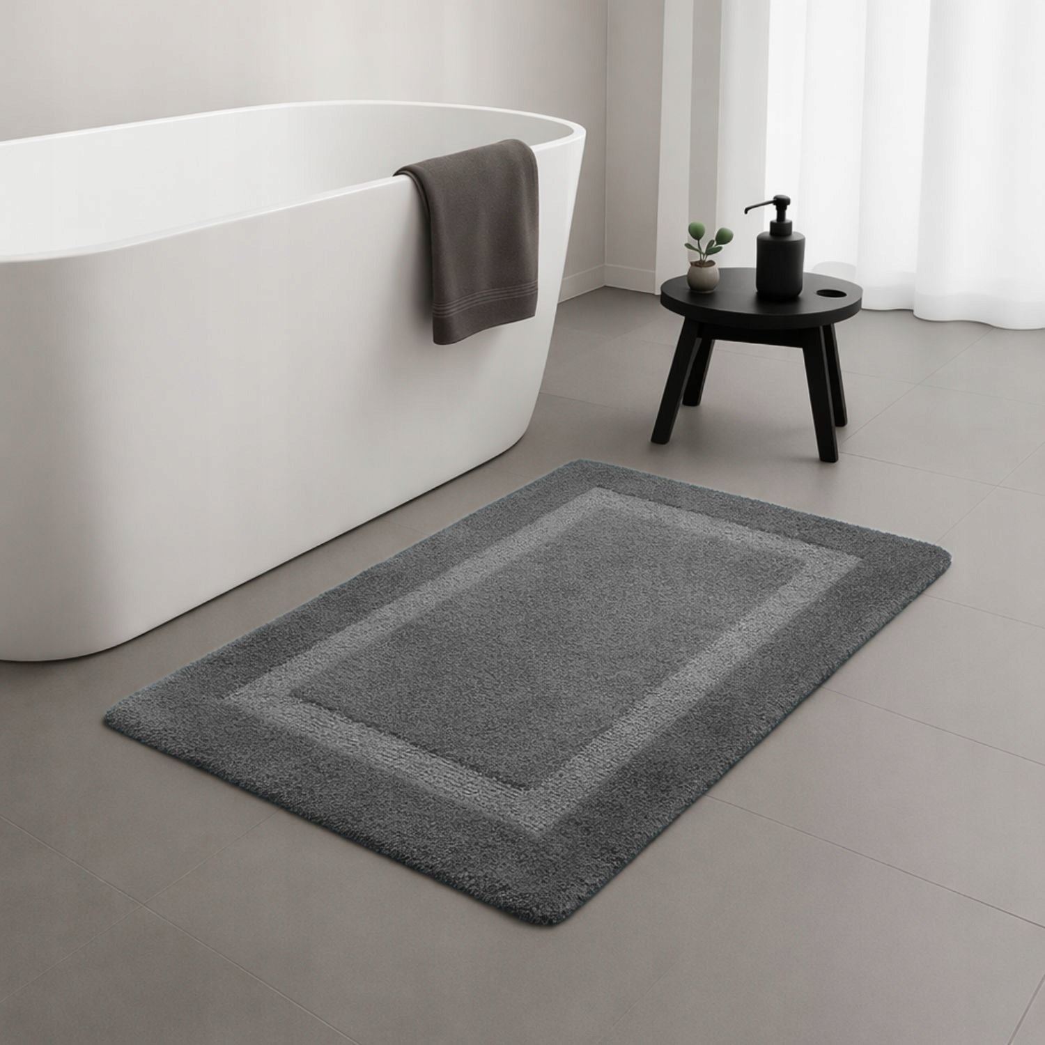 BATHROOM RUG GREY FOR BATHROOM 50x80 NON-SLIP THICK SOFT GREY Packaging status original