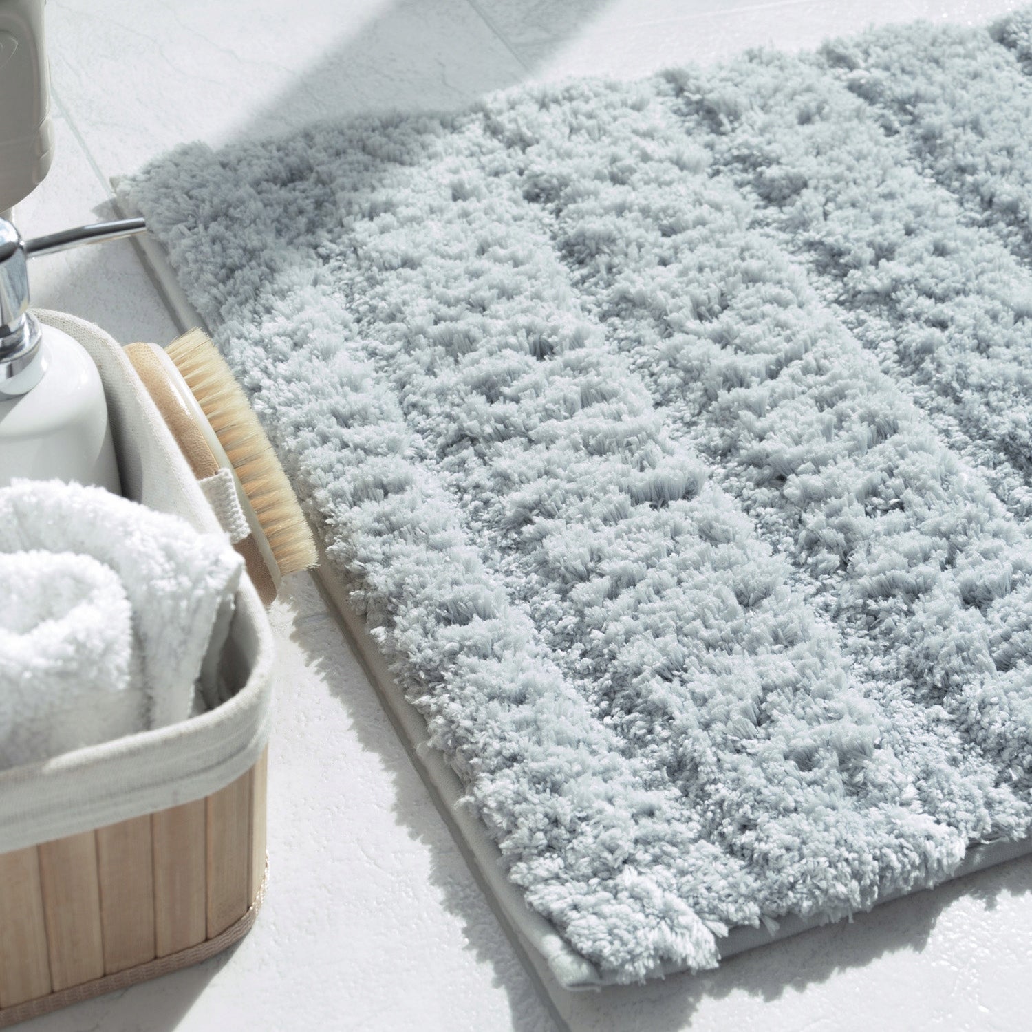 BATHROOM RUG GREY SHAGGY SUPER SOFT PLUSH NON-SLIP 40x60 Brand e-floor