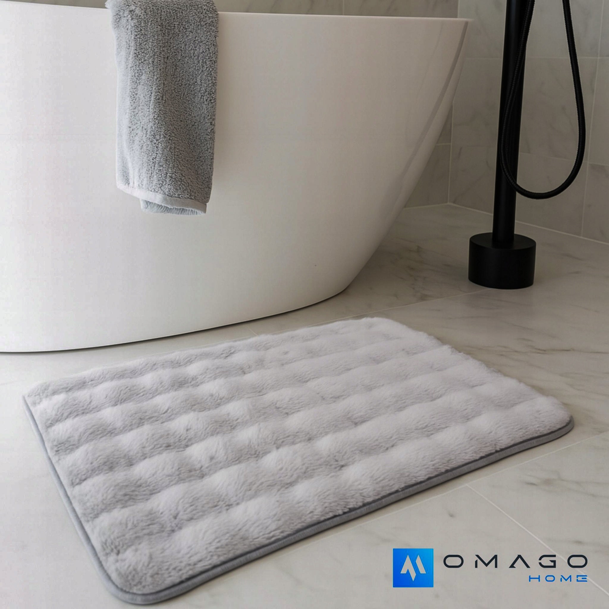 BATHROOM RUG GREY SOFT FUR NON-SLIP 60x90cm Packaging status original