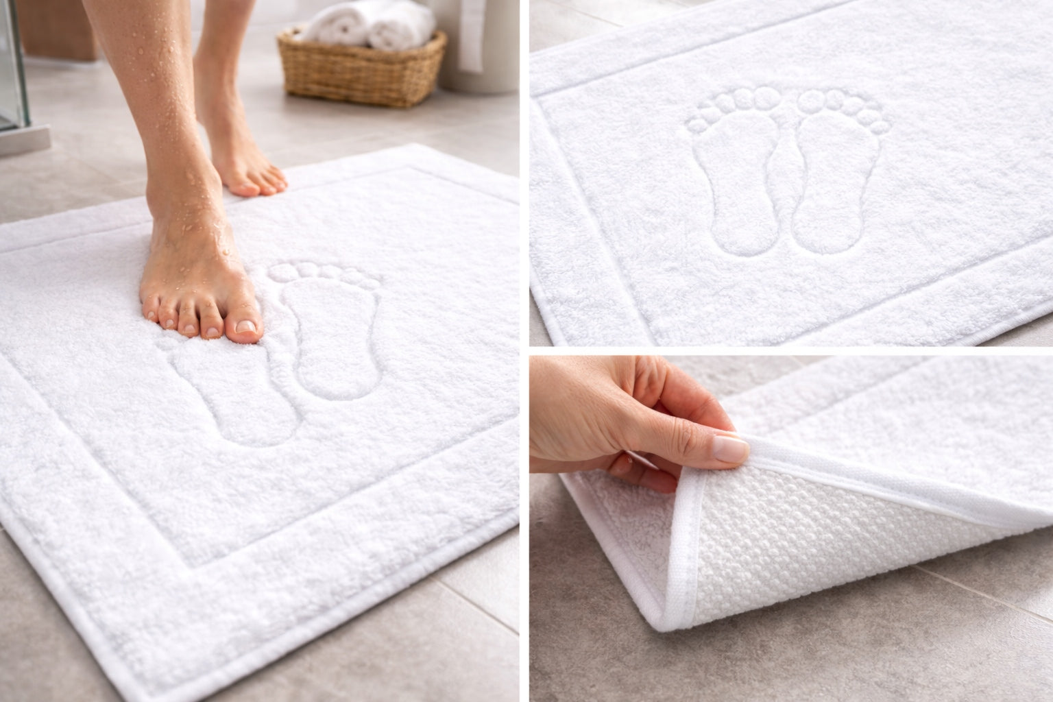 BATHROOM RUG HOTEL FOOT 50x70 100% COTTON WASHING AT 95°C WHITE Manufacturer code Dywanik łazienkowy mata 50x70 biały