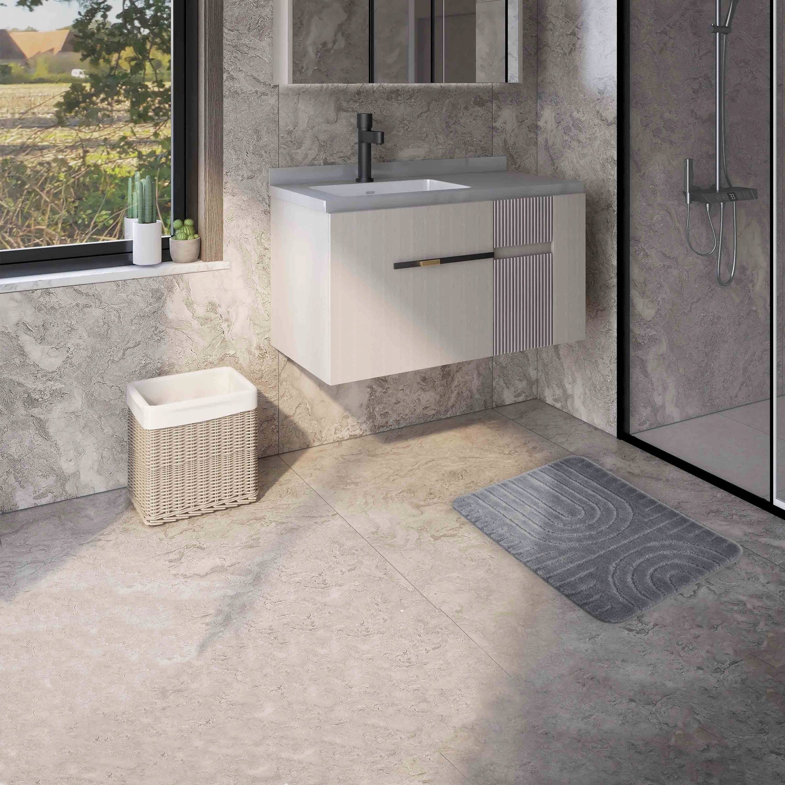 BATHROOM RUG MICROFIBER 40x60 GREY NON-SLIP SOFT DURABLE Manufacturer code 1612DYWLAZCEG