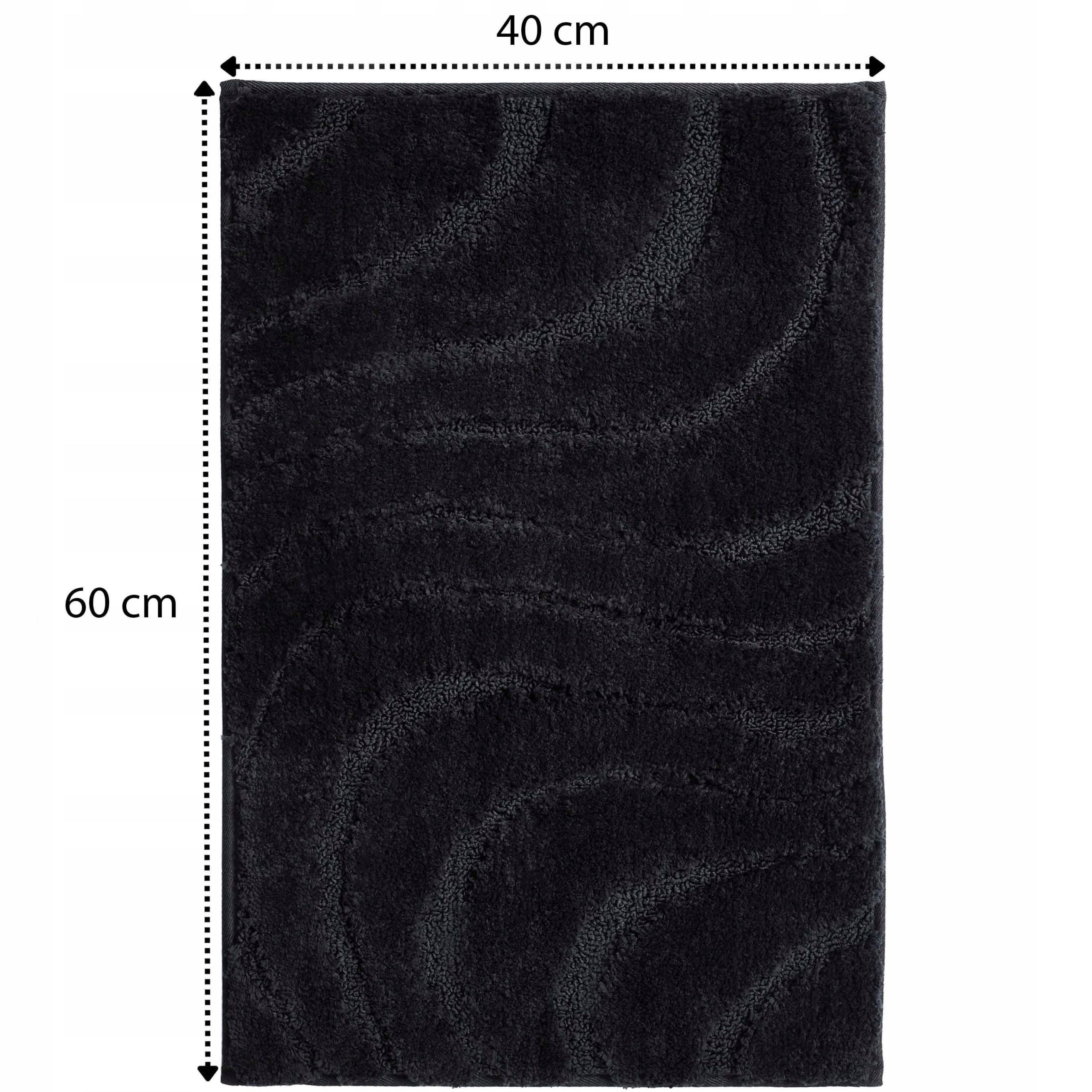 BATHROOM RUG NON-SLIP BLACK 60x40 CM MICROFIBER FOR SHOWER Length 60 cm