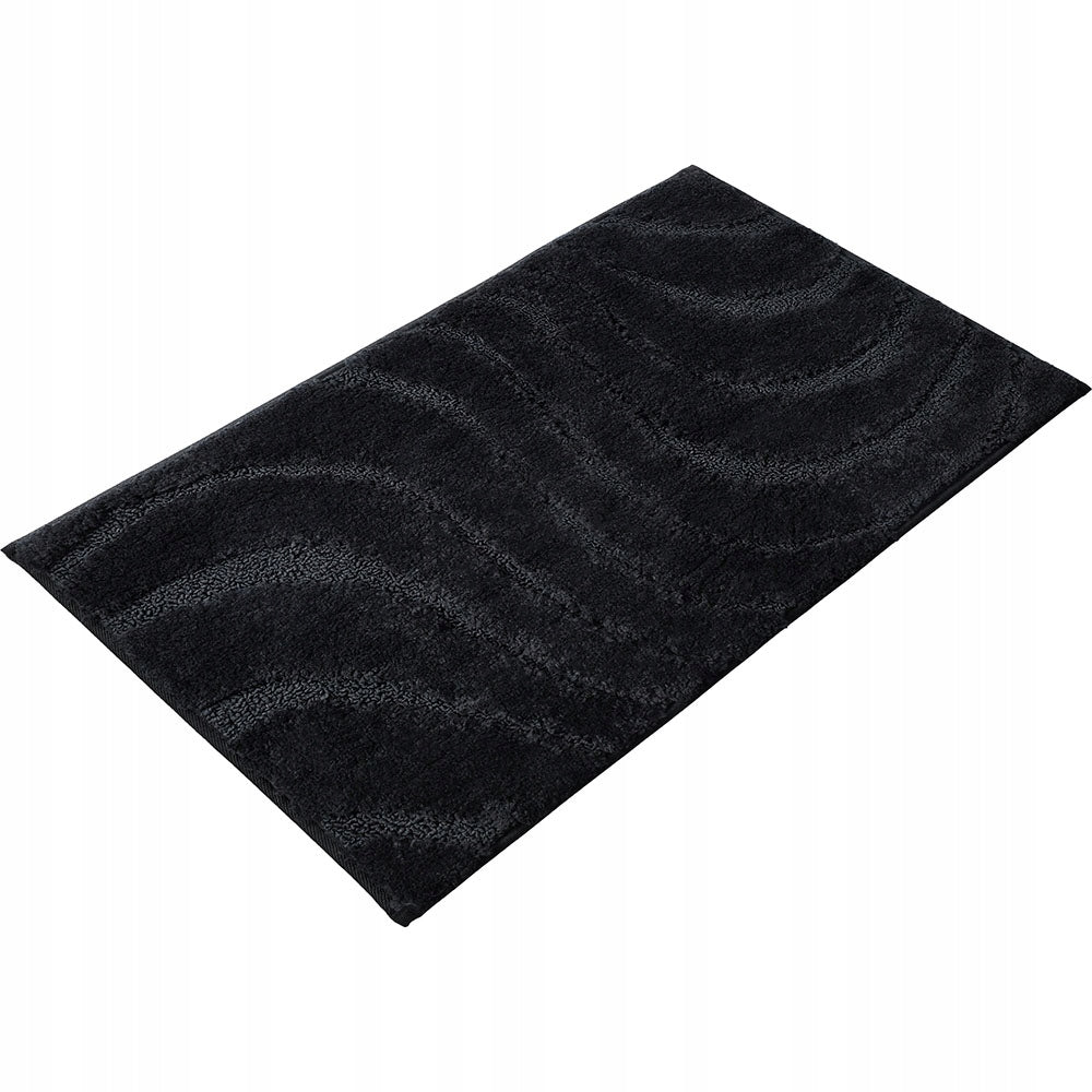 BATHROOM RUG NON-SLIP BLACK 60x40 CM MICROFIBER FOR SHOWER Product width 40 cm