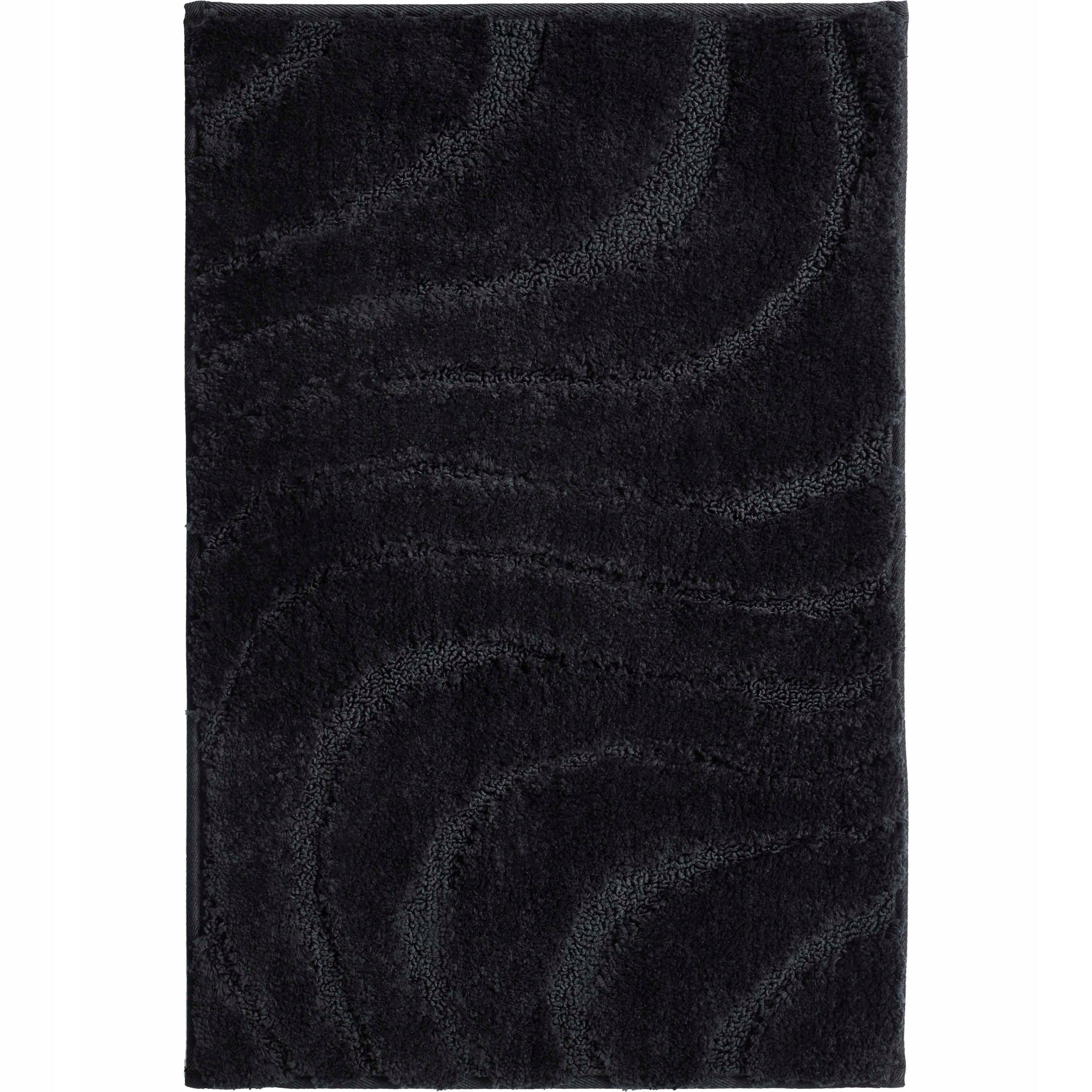 BATHROOM RUG NON-SLIP BLACK 60x40 CM MICROFIBER FOR SHOWER Shape rectangle
