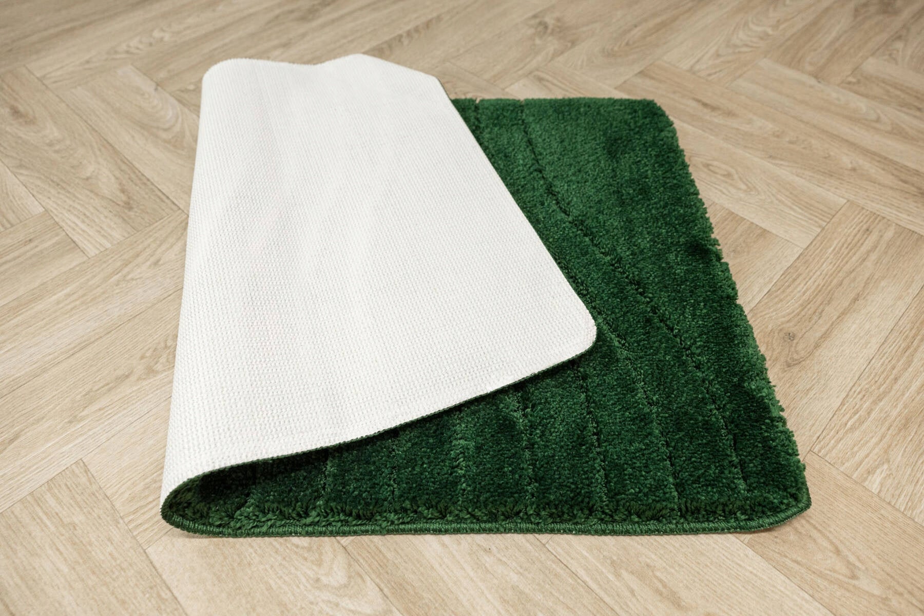 BATHROOM RUG NON-SLIP BOTTLE GREEN WAVES MAT SARA 60x100 cm Brand Akcila
