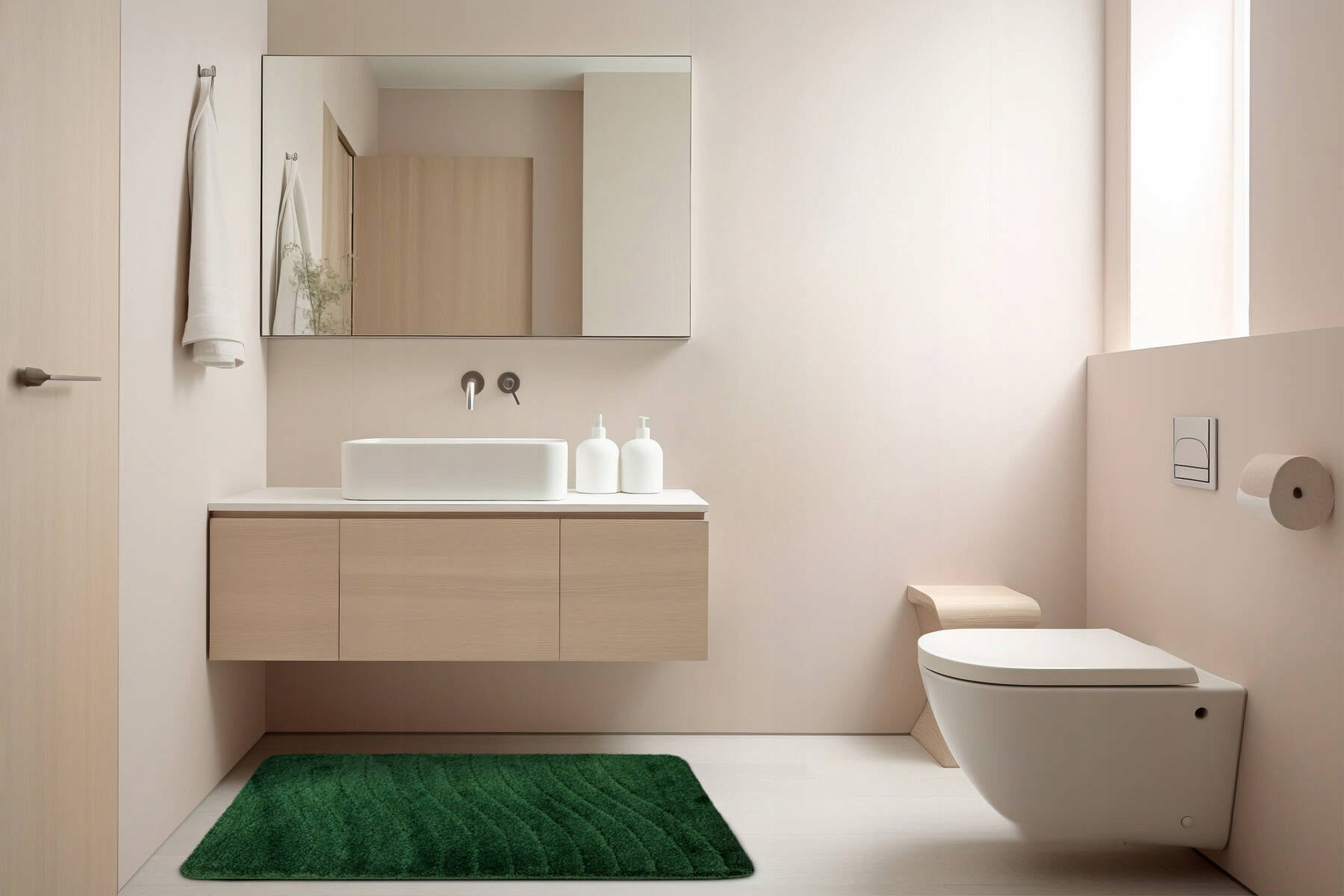 BATHROOM RUG NON-SLIP BOTTLE GREEN WAVES MAT SARA 60x100 cm Manufacturer code sara d.green