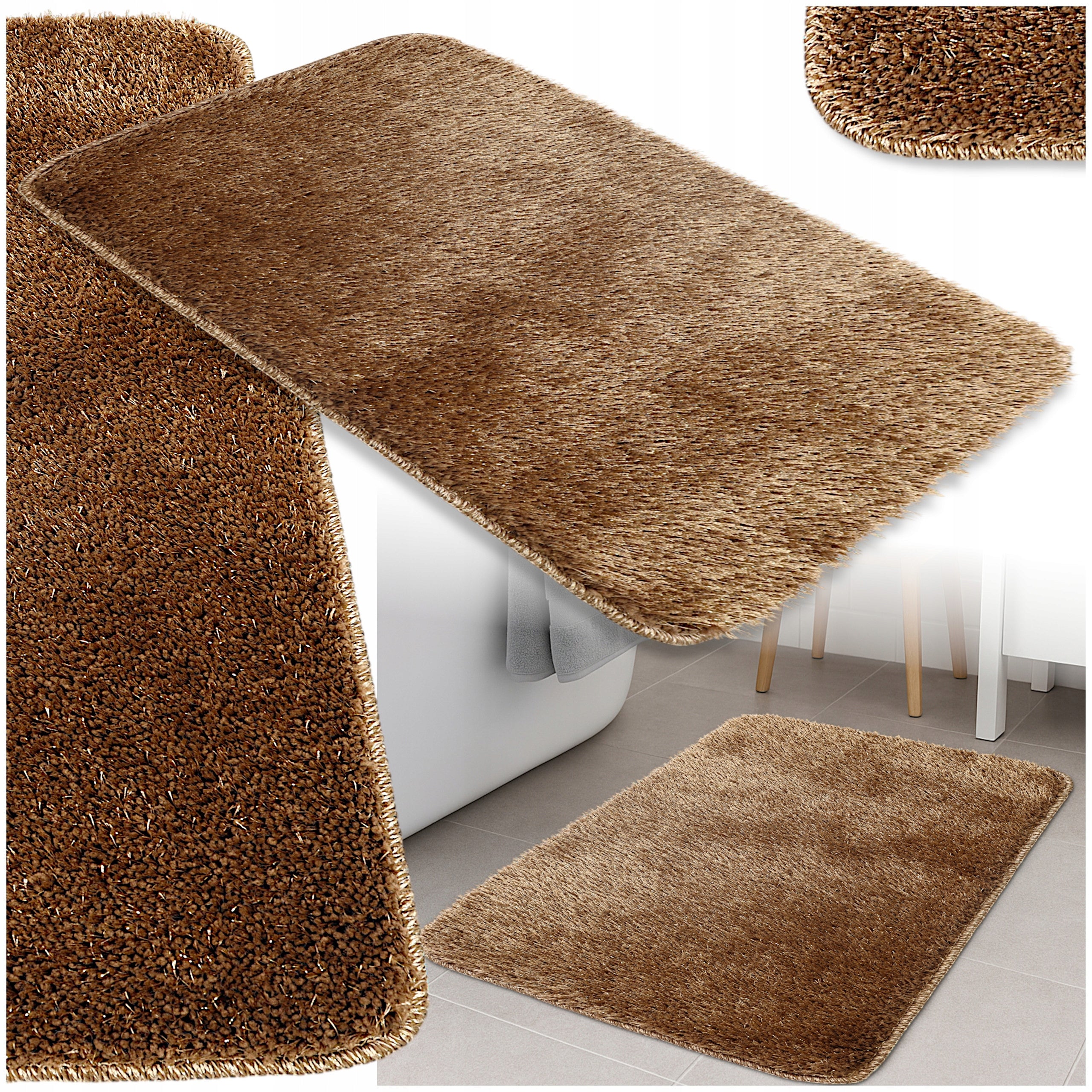 BATHROOM RUG NON-SLIP BROWN 40X60 THICK SOFT GLOSSY Packaging status original