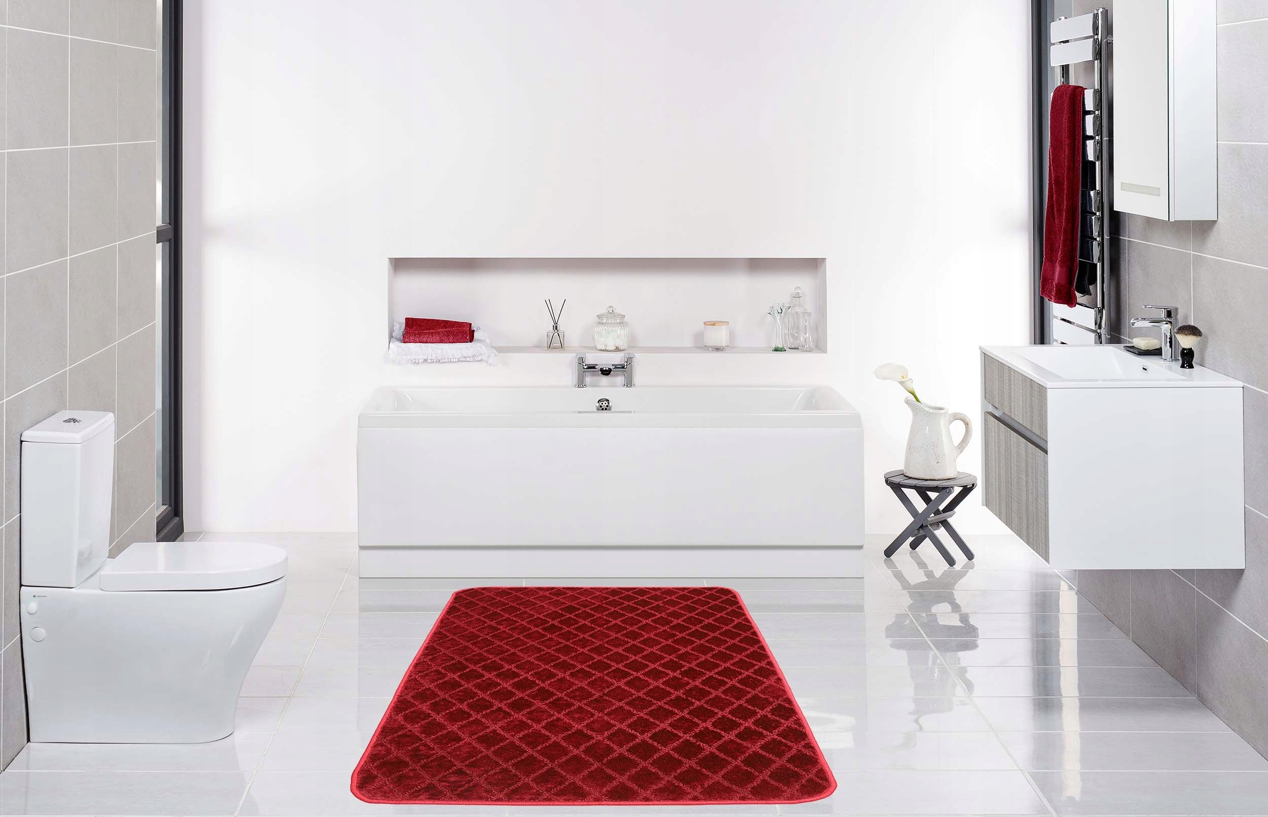 BATHROOM RUG NON-SLIP CUT ELEGANT BURGUNDY 80X120 cm Shape rectangle