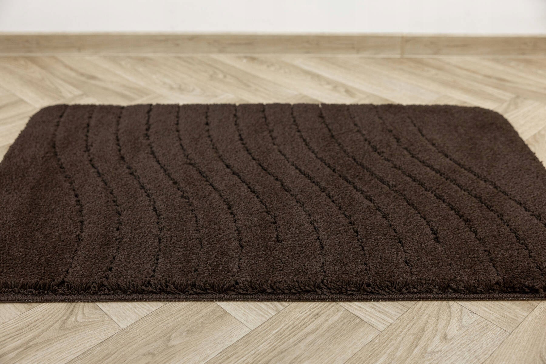 BATHROOM RUG NON-SLIP FOR WC BROWN WENGE WAVES MAT 50x80 cm Brand Akcila