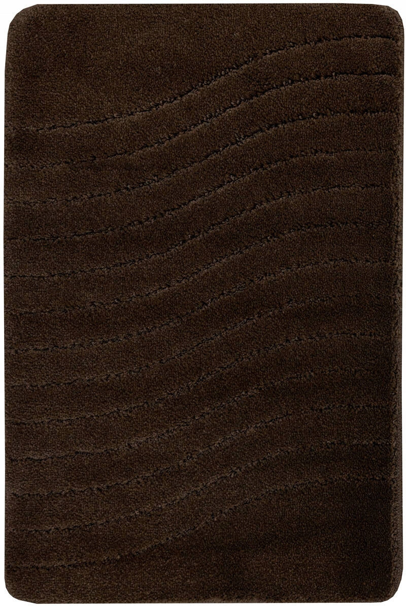 BATHROOM RUG NON-SLIP FOR WC BROWN WENGE WAVES MAT 50x80 cm Length 80 cm