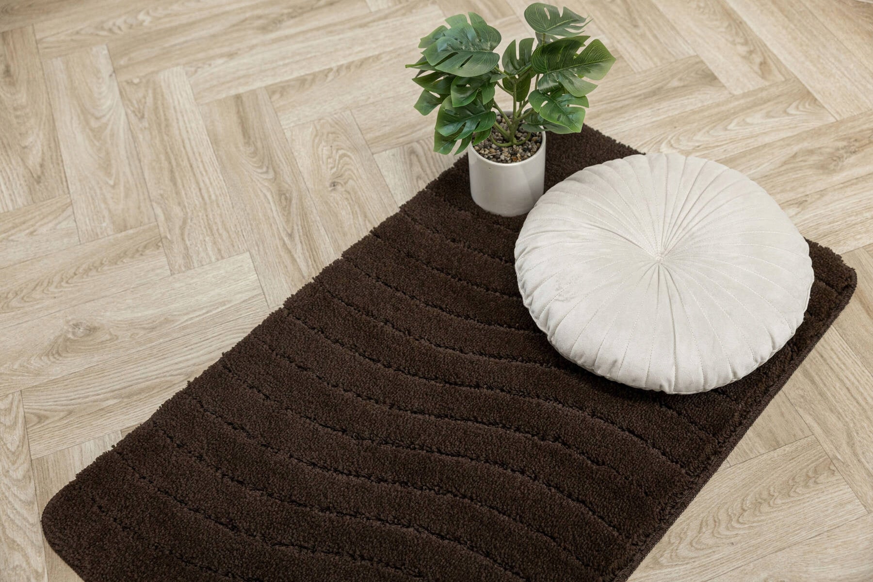 BATHROOM RUG NON-SLIP FOR WC BROWN WENGE WAVES MAT 50x80 cm Manufacturer code sara wenge